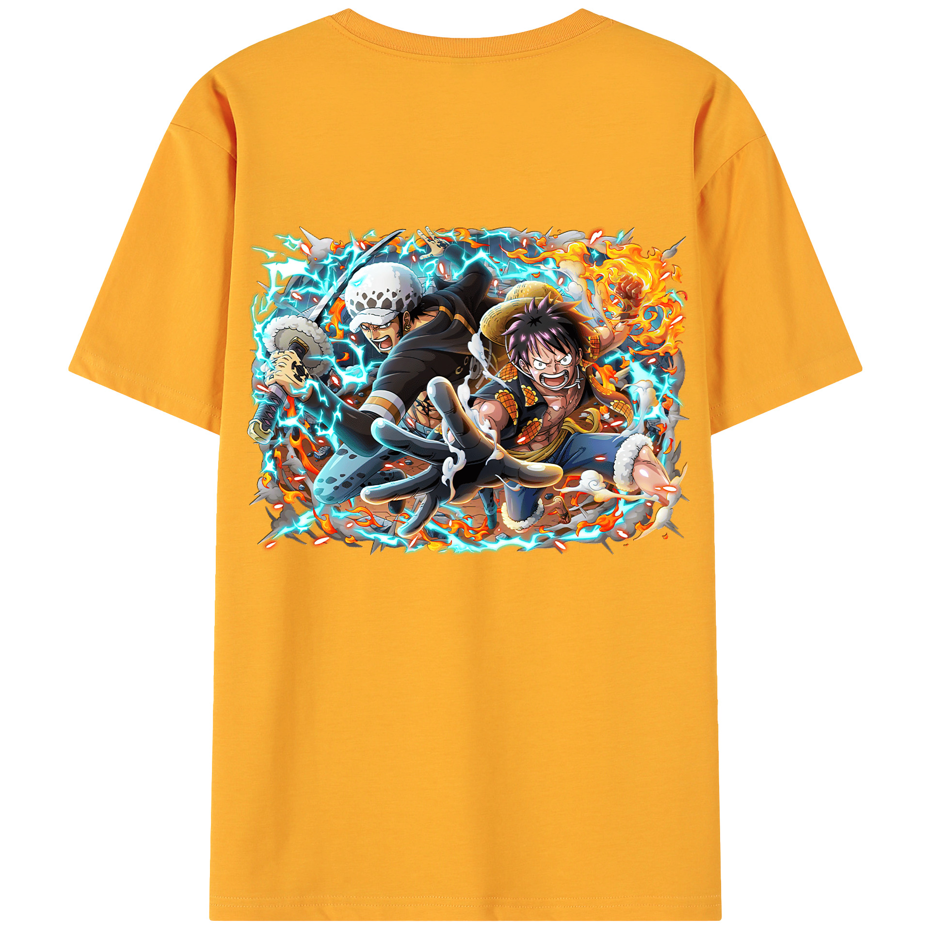 ワンピース モンキー・D・ルフィ ONE PIECE Monkey D. Luffy 綿100％ メンズ半袖Tシャツ（バックプリント） 通気性