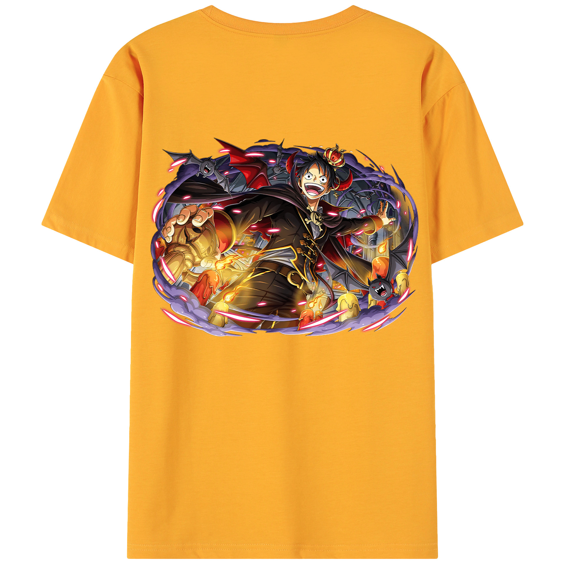 ワンピース モンキー・D・ルフィ ONE PIECE Monkey D. Luffy 綿100％ メンズ半袖Tシャツ（バックプリント） 通気性