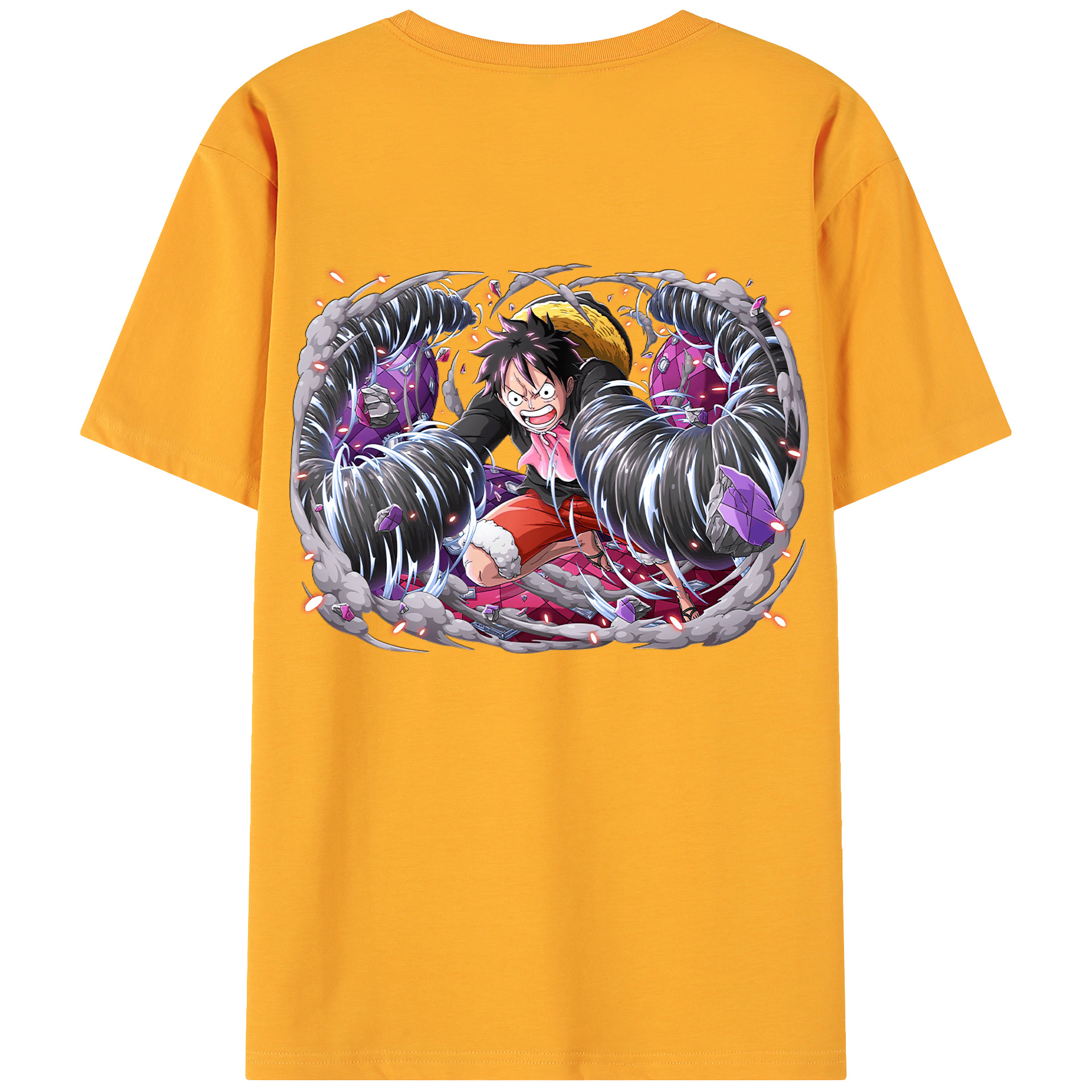 ワンピース モンキー・D・ルフィ ONE PIECE Monkey D. Luffy 綿100％ メンズ半袖Tシャツ（バックプリント） 通気性