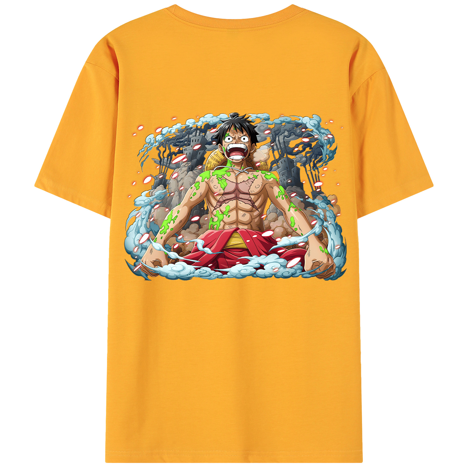 ワンピース モンキー・D・ルフィ ONE PIECE Monkey D. Luffy 綿100％ メンズ半袖Tシャツ（バックプリント） 通気性