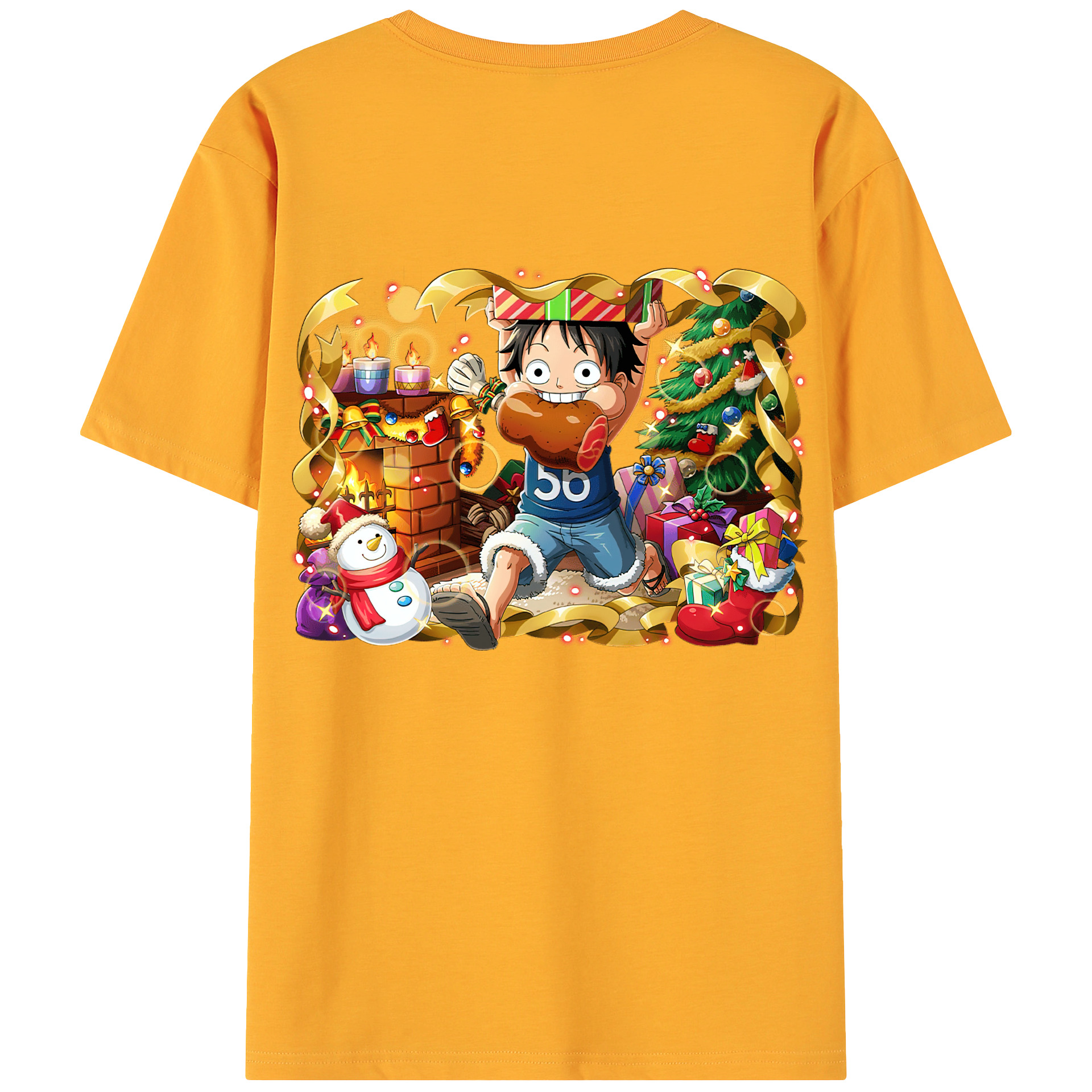 ワンピース モンキー・D・ルフィ ONE PIECE Monkey D. Luffy 綿100％ メンズ半袖Tシャツ（バックプリント） 通気性