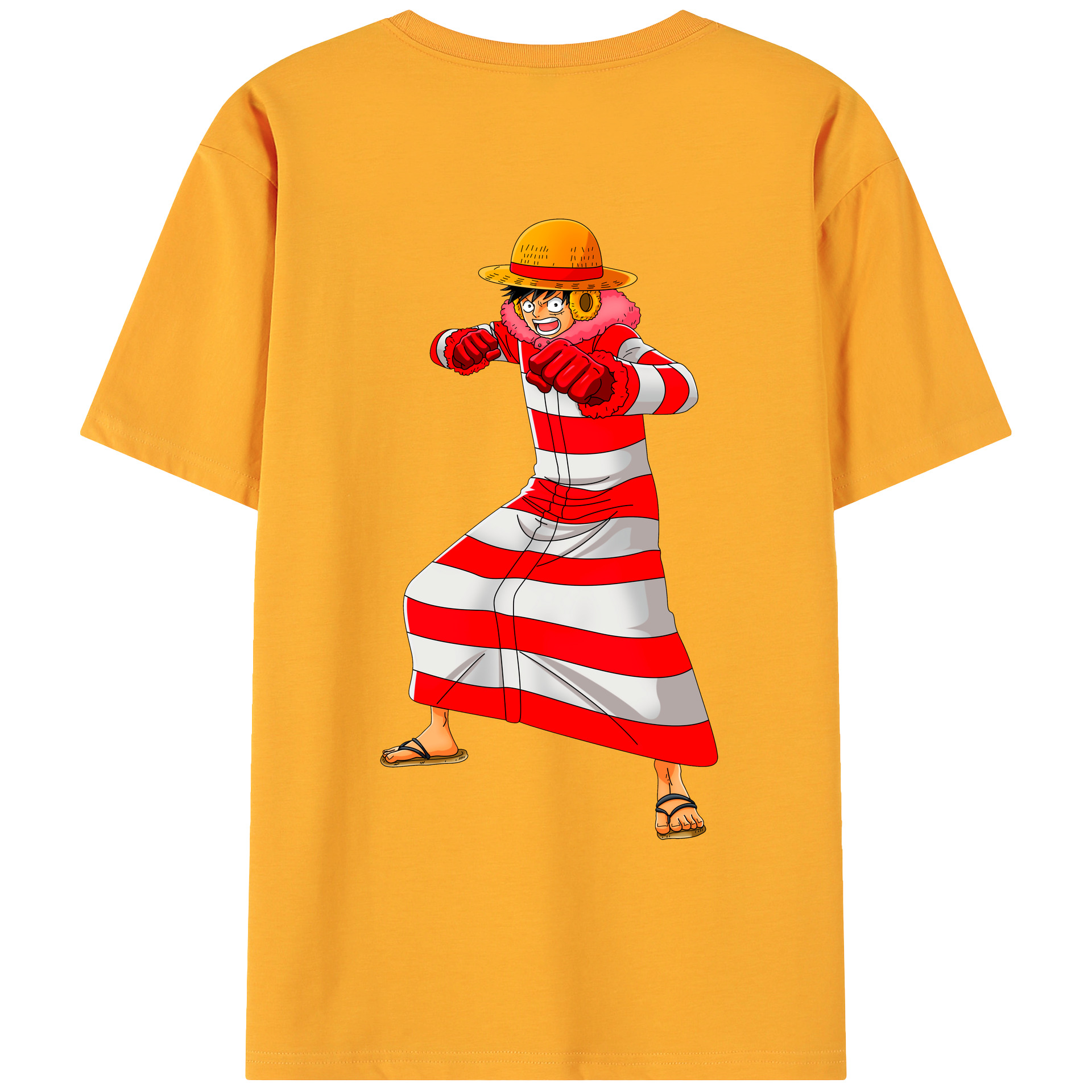 ワンピース モンキー・D・ルフィ ONE PIECE Monkey D. Luffy 綿100％ メンズ半袖Tシャツ（バックプリント） 通気性