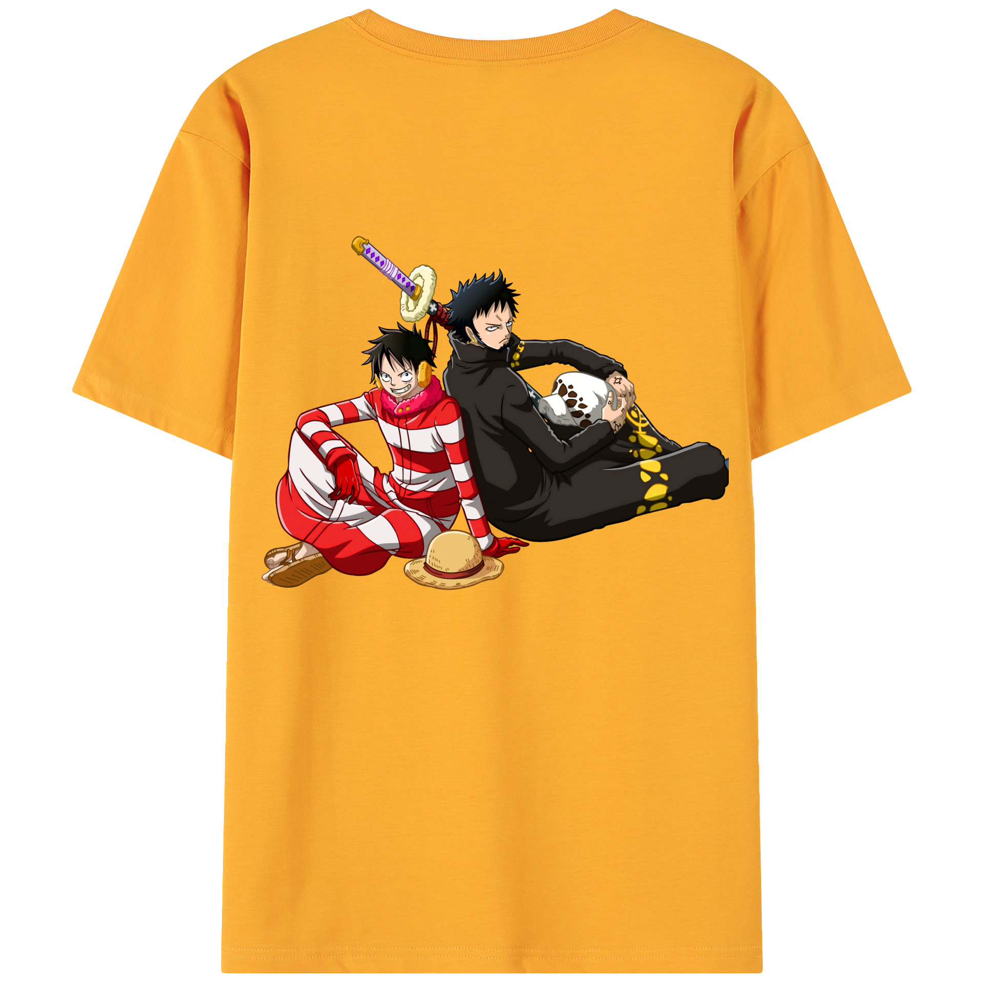 ワンピース モンキー・D・ルフィ ONE PIECE Monkey D. Luffy 綿100％ メンズ半袖Tシャツ（バックプリント） 通気性
