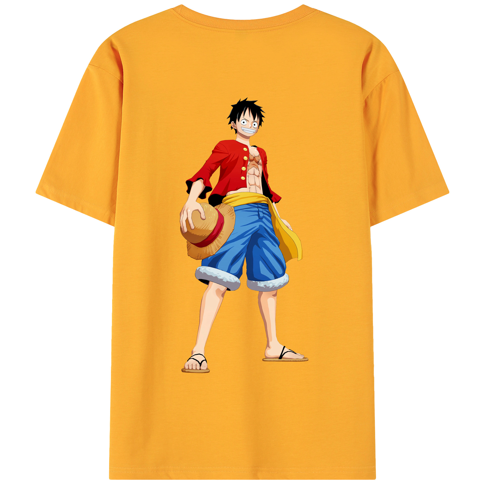 ワンピース モンキー・D・ルフィ ONE PIECE Monkey D. Luffy 綿100％ メンズ半袖Tシャツ（バックプリント） 通気性