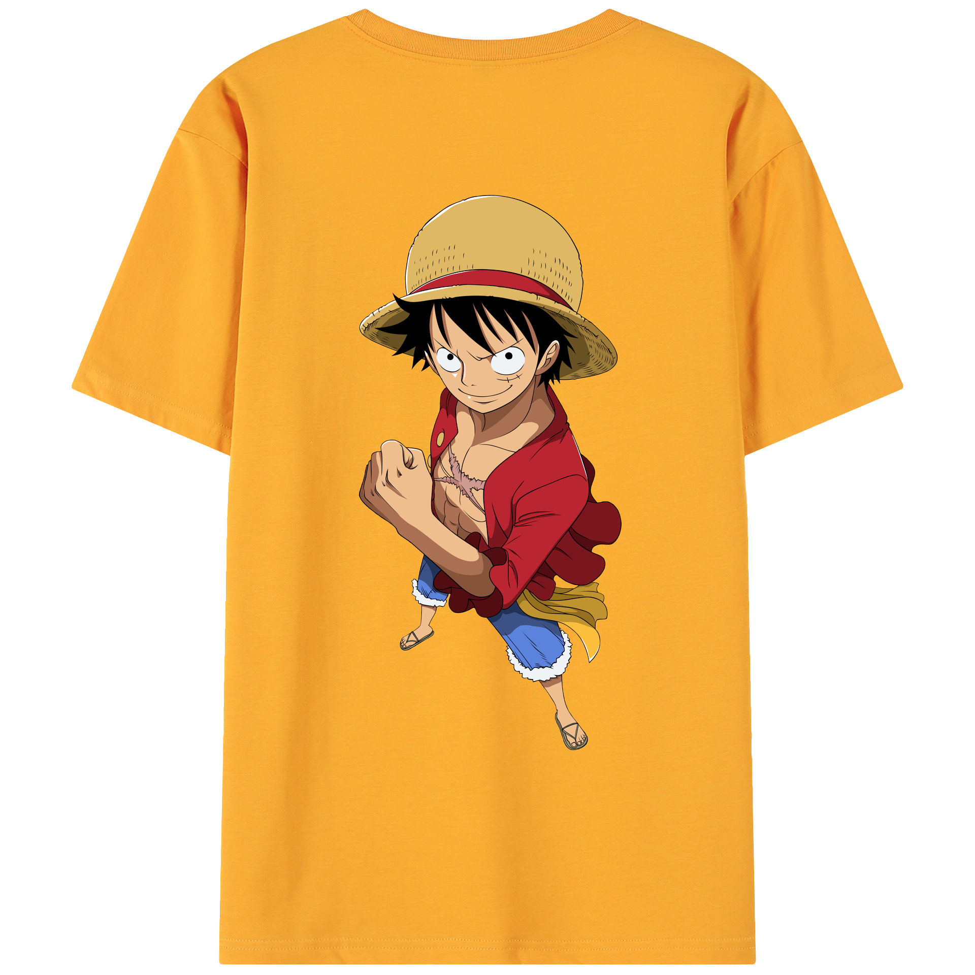 ワンピース モンキー・D・ルフィ ONE PIECE Monkey D. Luffy 綿100％ メンズ半袖Tシャツ（バックプリント） 通気性