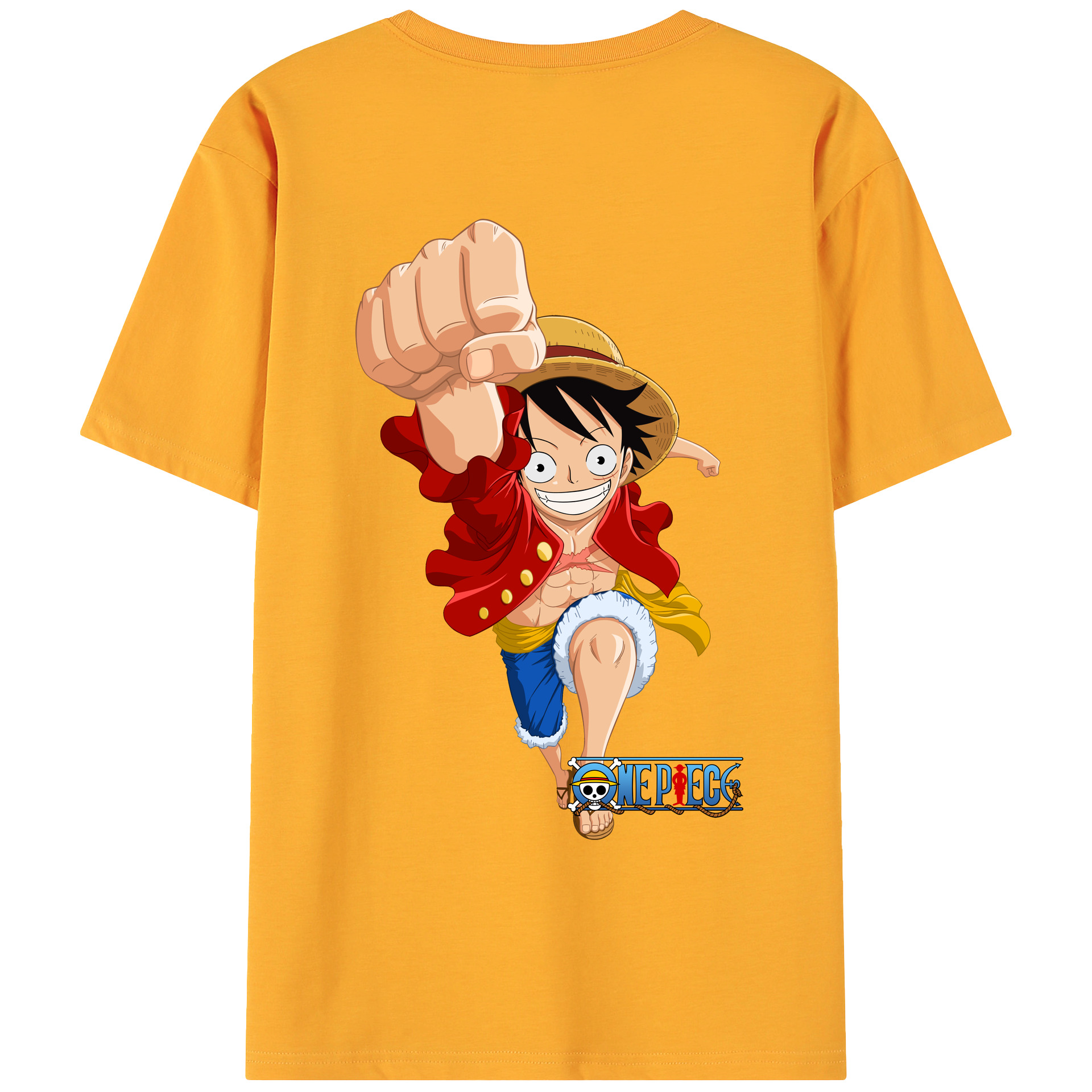 ワンピース モンキー・D・ルフィ ONE PIECE Monkey D. Luffy 綿100％ メンズ半袖Tシャツ（バックプリント） 通気性