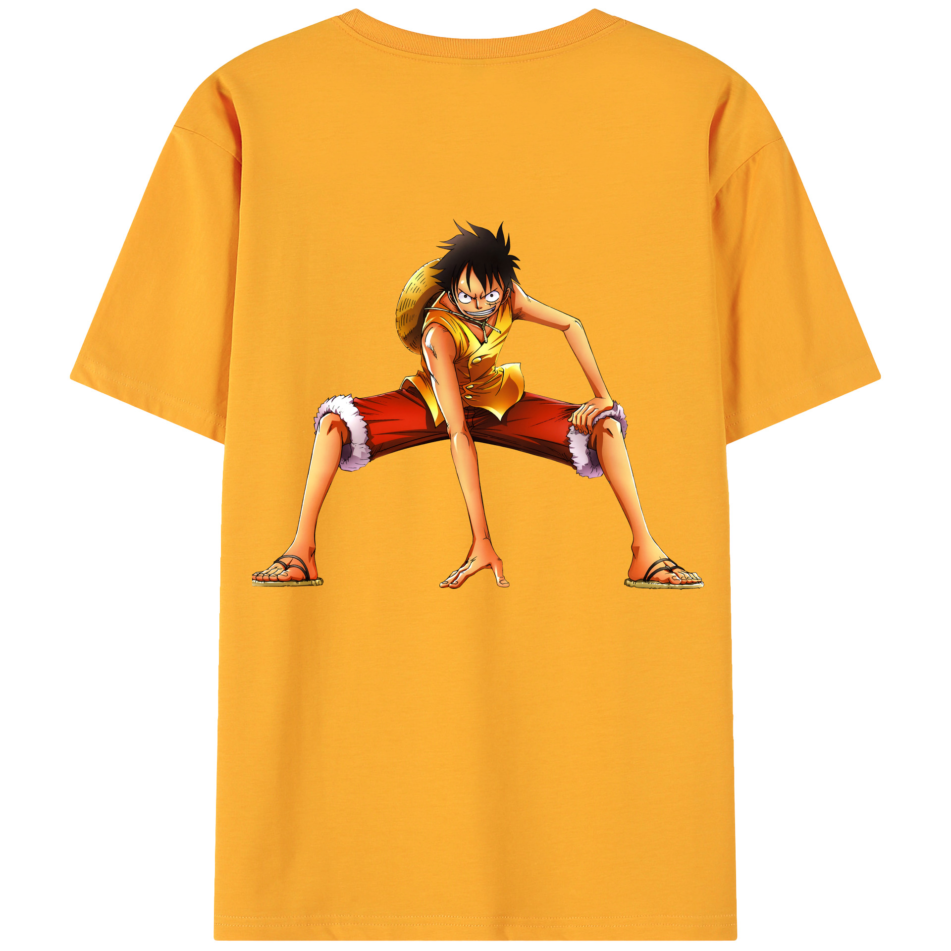 ワンピース モンキー・D・ルフィ ONE PIECE Monkey D. Luffy 綿100％ メンズ半袖Tシャツ（バックプリント） 通気性