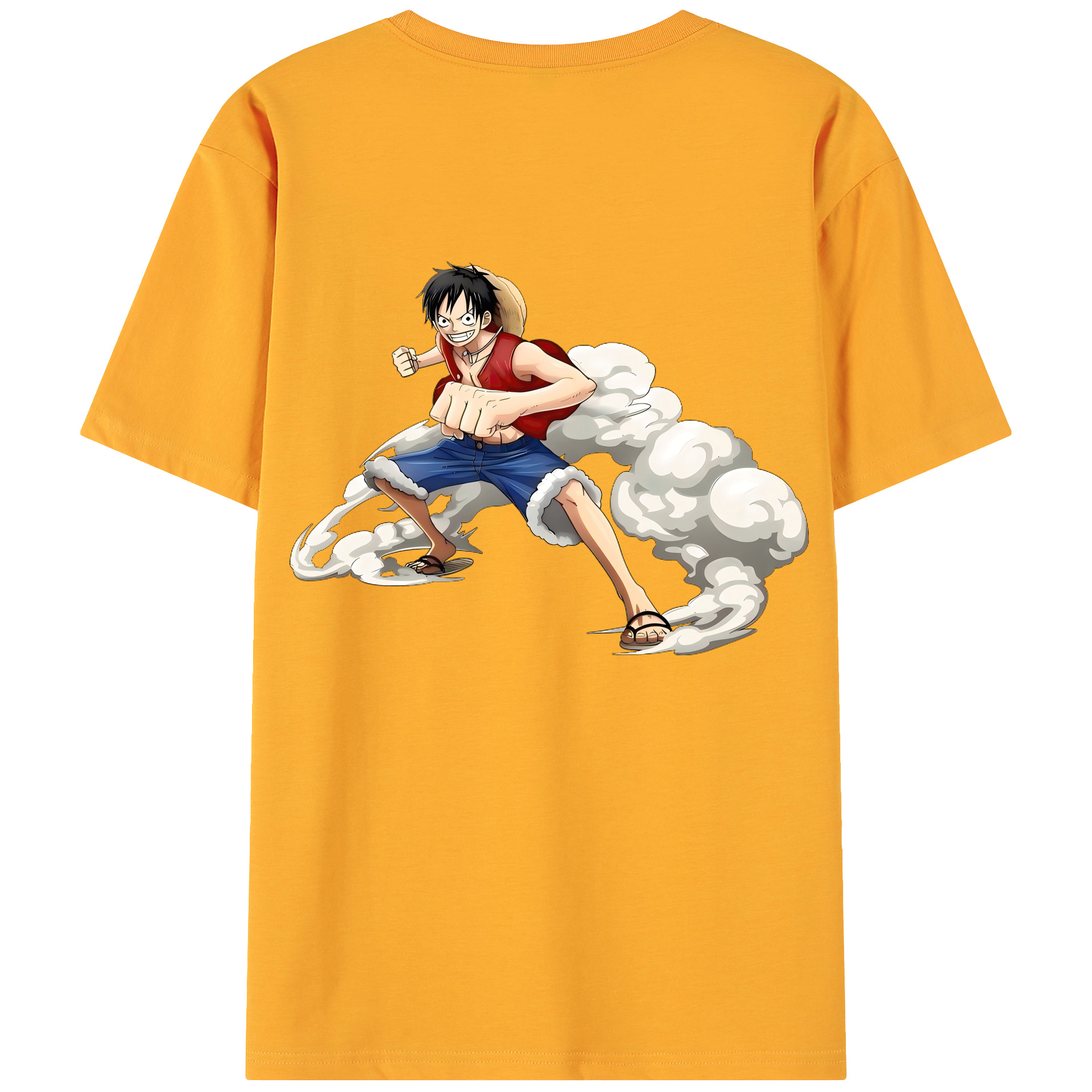 （画像用） ワンピース モンキー・D・ルフィ ONE PIECE Monkey D. Luffy 綿100％ メンズ半袖Tシャツ（バックプリント） 通気性