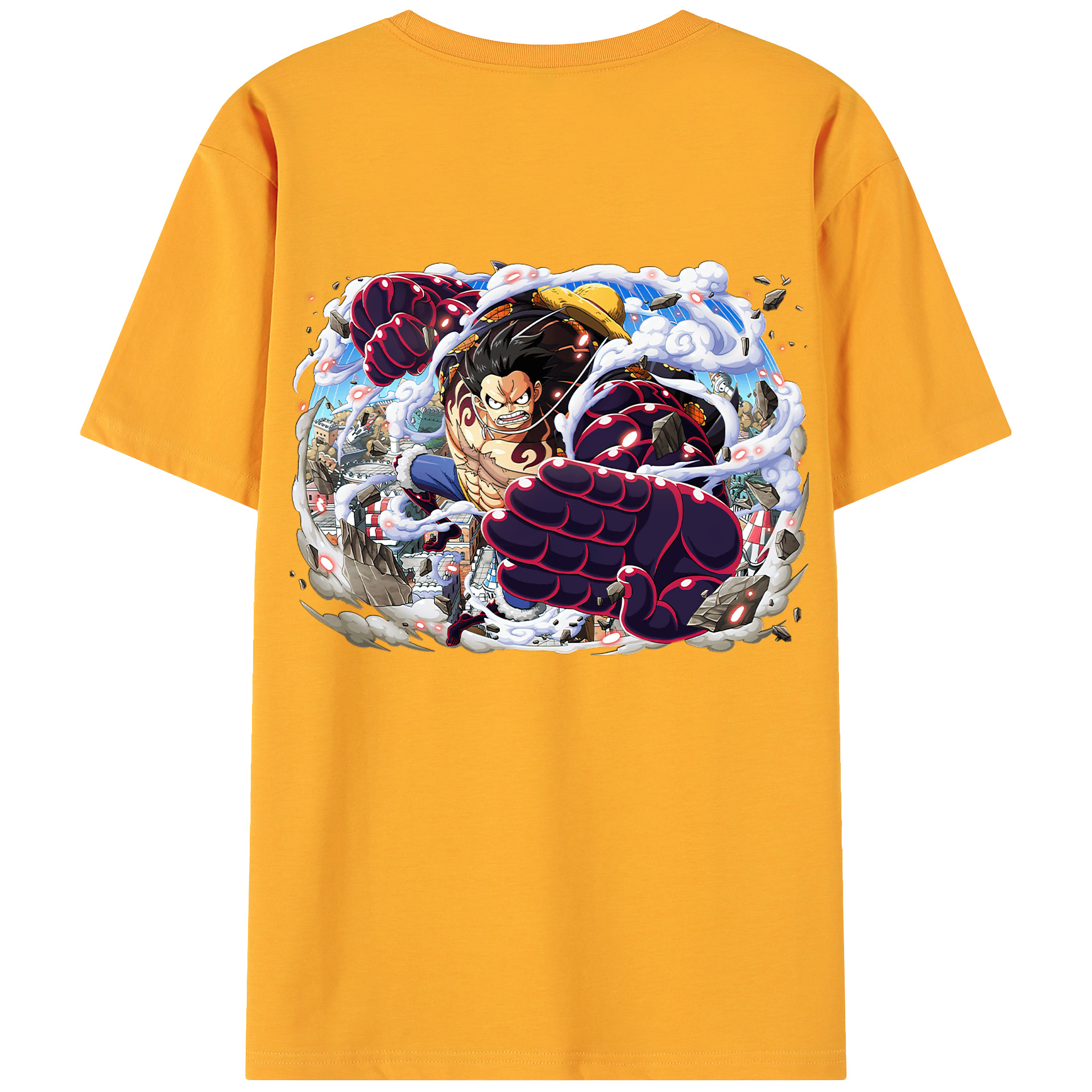 ワンピース モンキー・D・ルフィ ONE PIECE Monkey D. Luffy 綿100％ メンズ半袖Tシャツ（バックプリント） 通気性