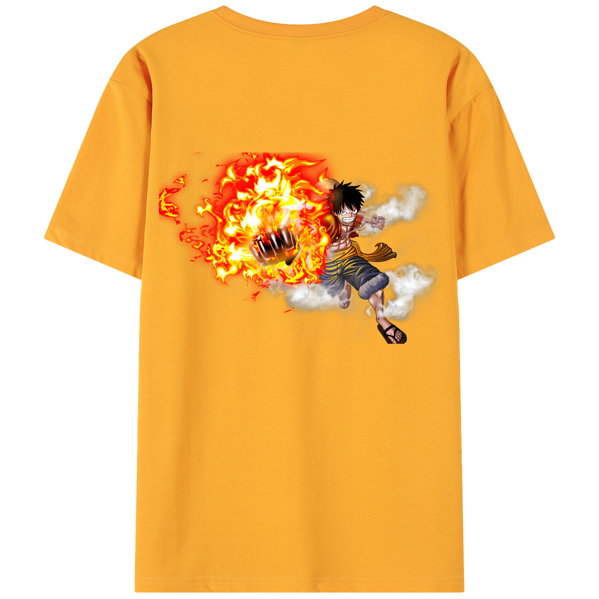 ワンピース モンキー・D・ルフィ ONE PIECE Monkey D. Luffy 綿100％ メンズ半袖Tシャツ（バックプリント） 通気性
