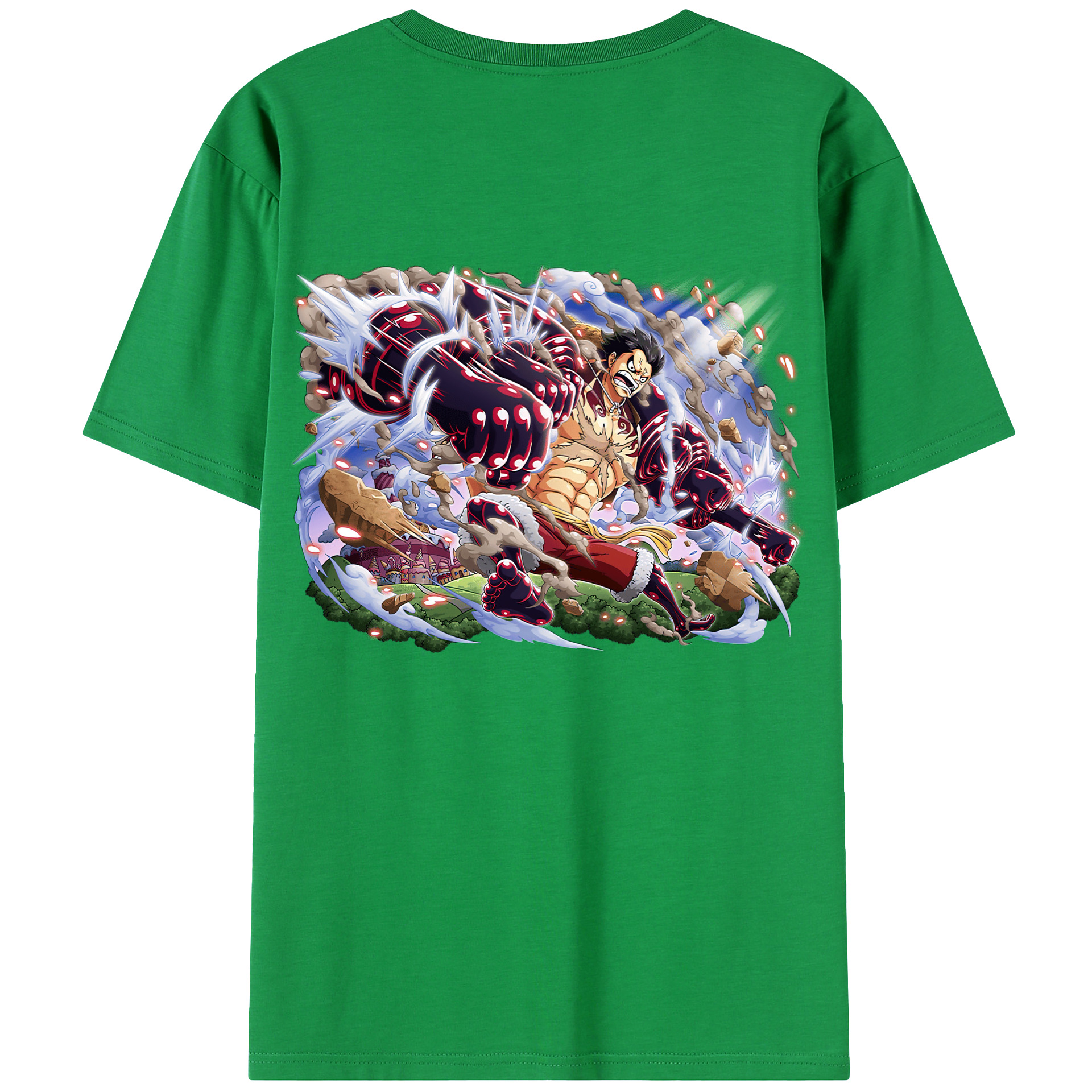 ワンピース モンキー・D・ルフィ ONE PIECE Monkey D. Luffy 綿100％ メンズ半袖Tシャツ（バックプリント） 通気性