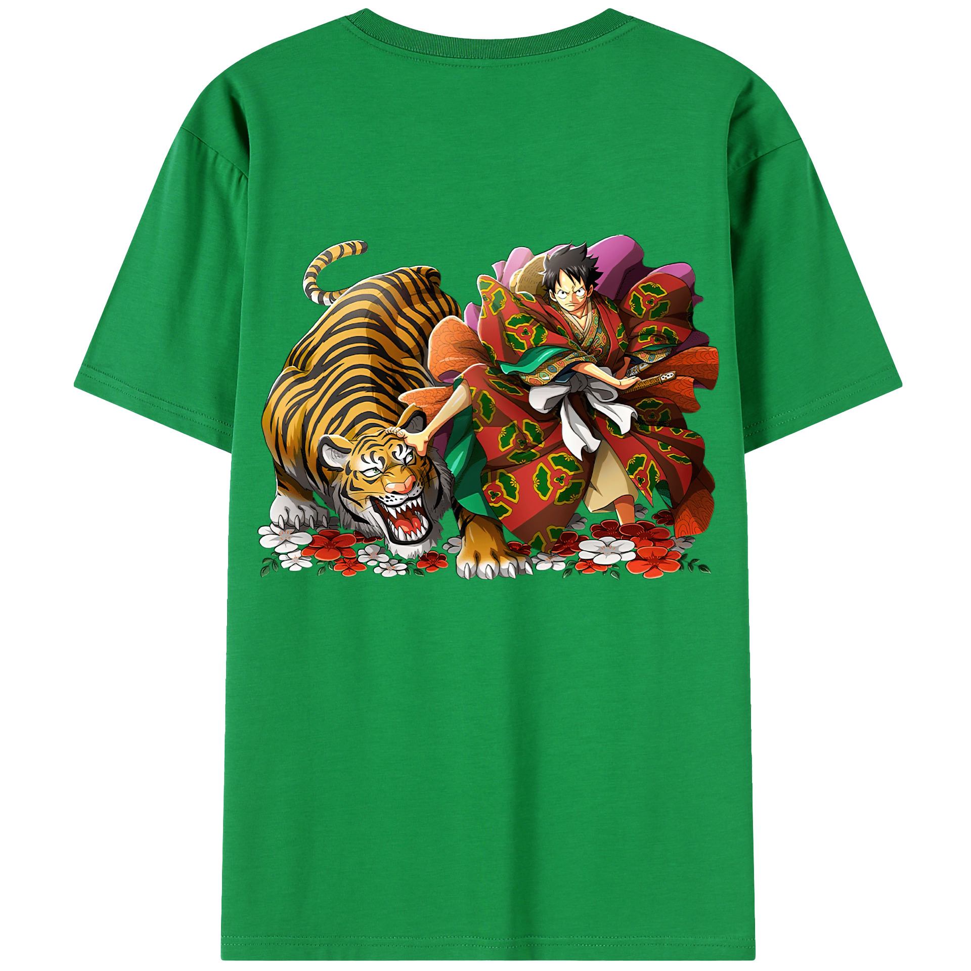 （画像用） ワンピース モンキー・D・ルフィ ONE PIECE Monkey D. Luffy 綿100％ メンズ半袖Tシャツ（バックプリント） 通気性