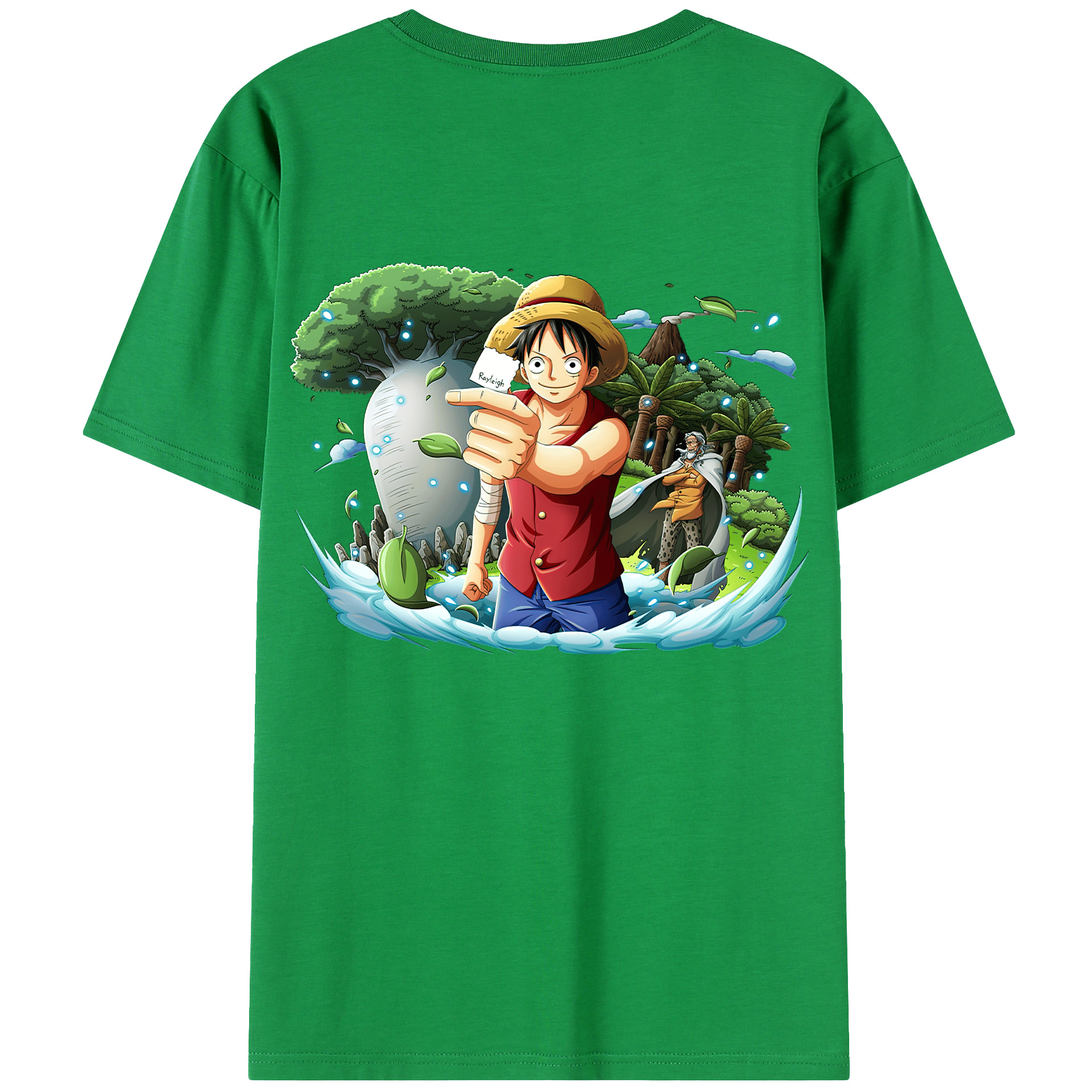 ワンピース モンキー・D・ルフィ ONE PIECE Monkey D. Luffy 綿100％ メンズ半袖Tシャツ（バックプリント） 通気性