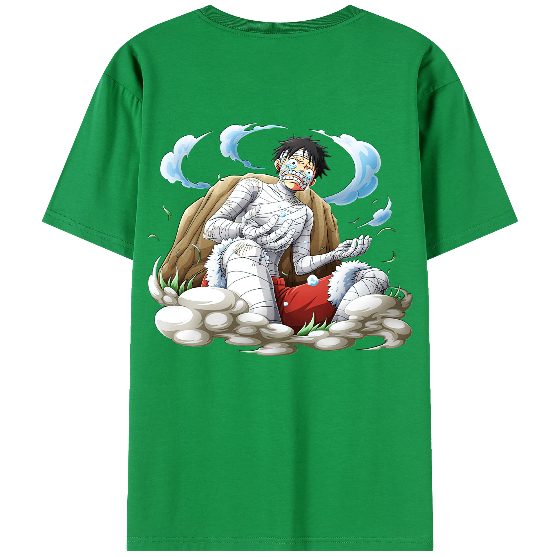 ワンピース モンキー・D・ルフィ ONE PIECE Monkey D. Luffy 綿100％ メンズ半袖Tシャツ（バックプリント） 通気性