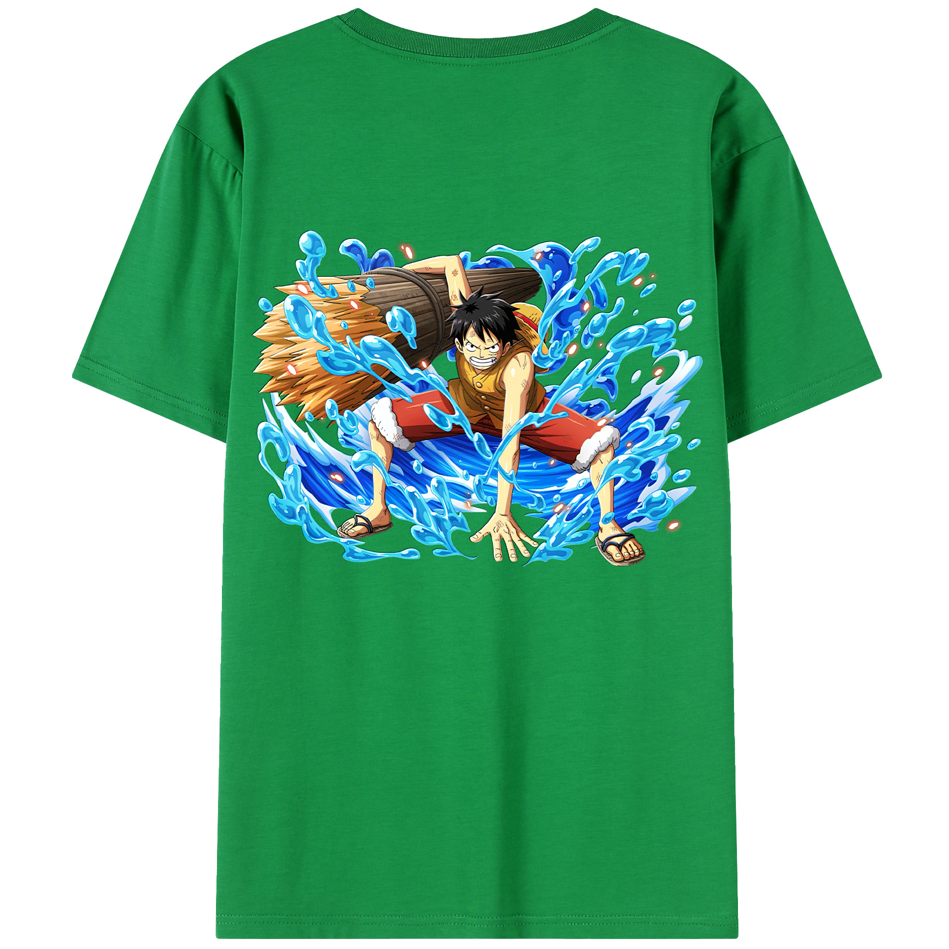 ワンピース モンキー・D・ルフィ ONE PIECE Monkey D. Luffy 綿100％ メンズ半袖Tシャツ（バックプリント） 通気性