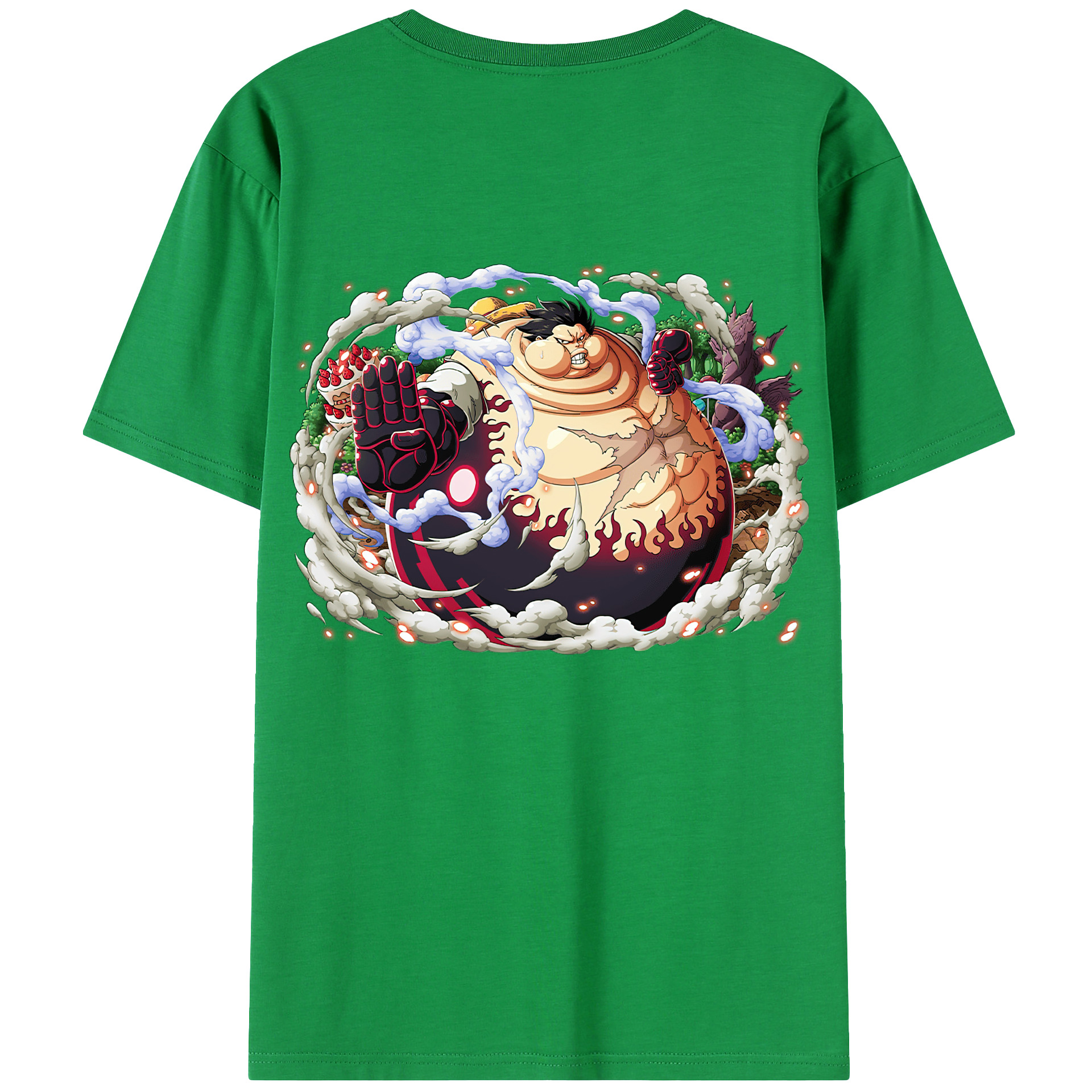 ワンピース モンキー・D・ルフィ ONE PIECE Monkey D. Luffy 綿100％ メンズ半袖Tシャツ（バックプリント） 通気性