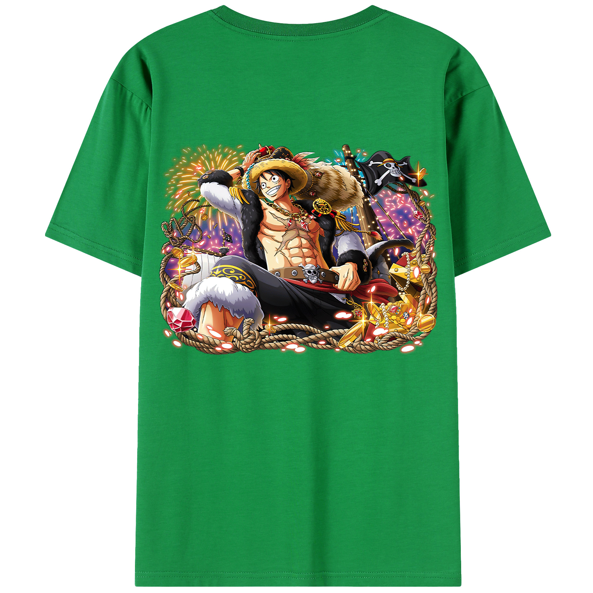 ワンピース モンキー・D・ルフィ ONE PIECE Monkey D. Luffy 綿100％ メンズ半袖Tシャツ（バックプリント） 通気性