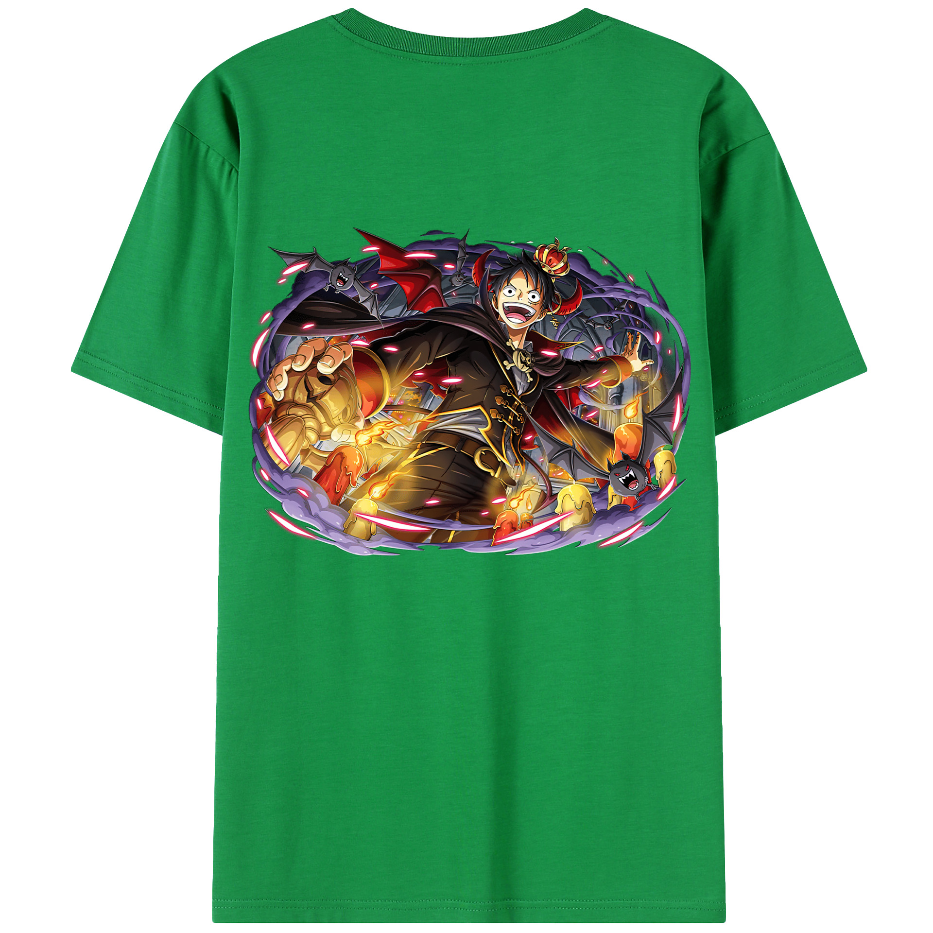 ワンピース モンキー・D・ルフィ ONE PIECE Monkey D. Luffy 綿100％ メンズ半袖Tシャツ（バックプリント） 通気性