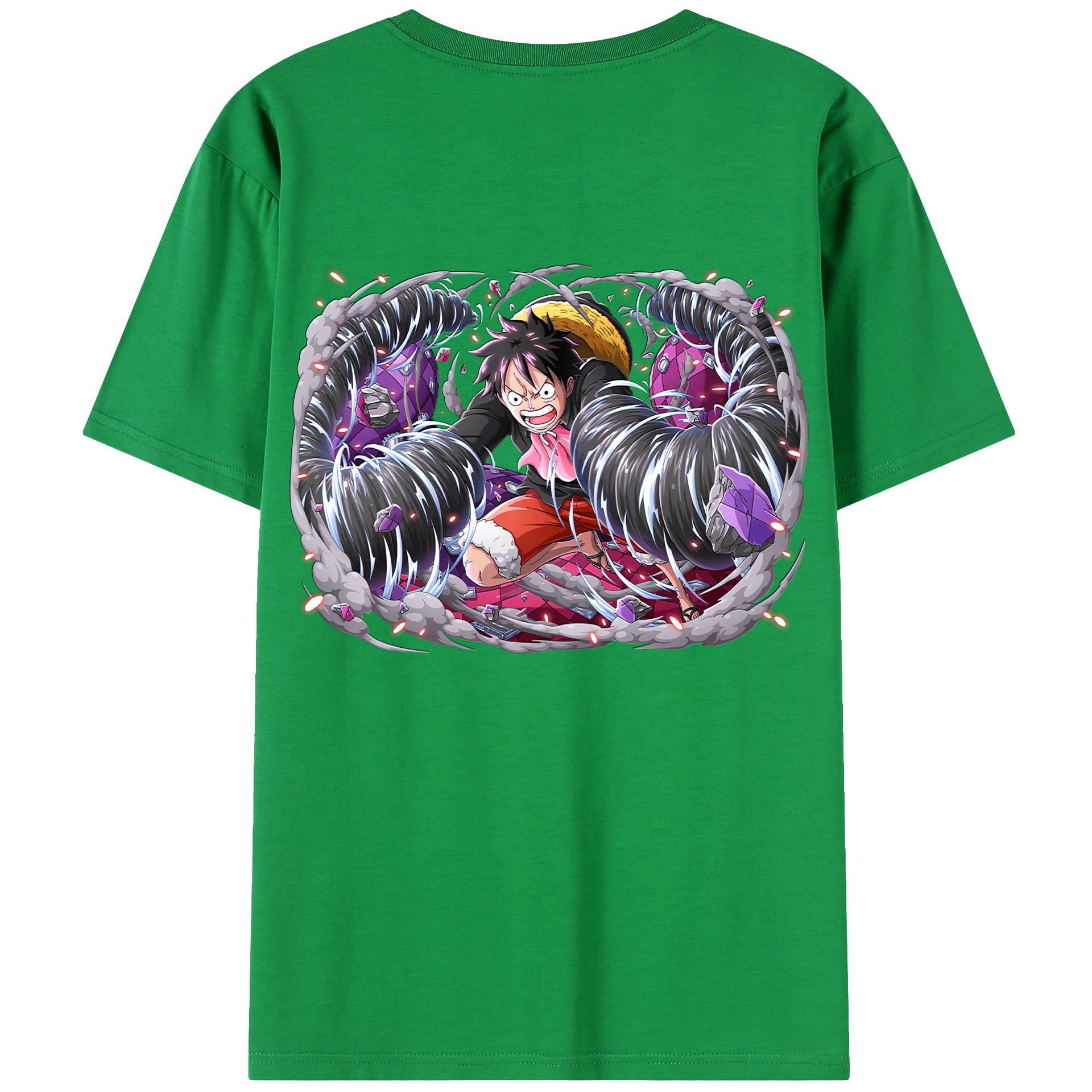 ワンピース モンキー・D・ルフィ ONE PIECE Monkey D. Luffy 綿100％ メンズ半袖Tシャツ（バックプリント） 通気性