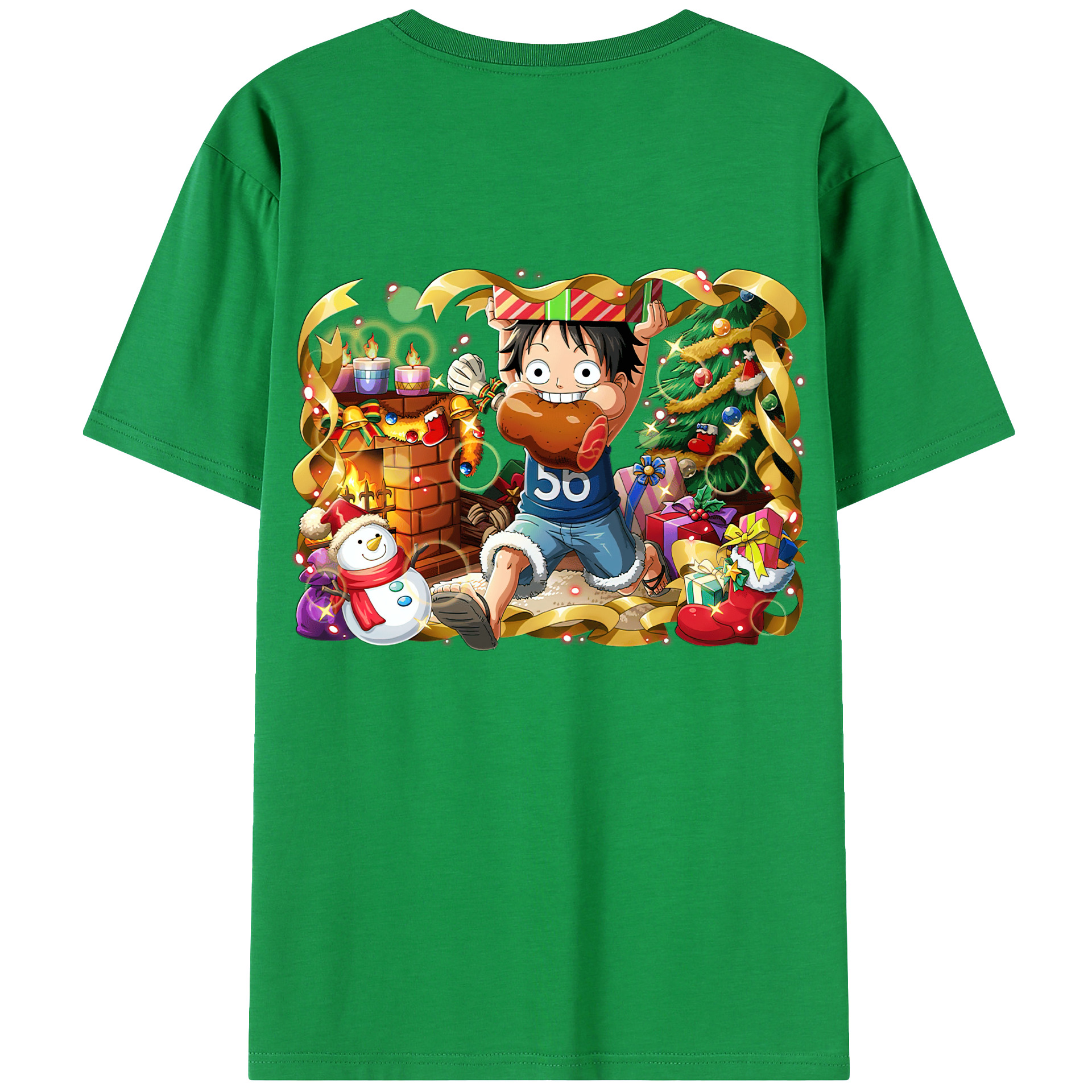 ワンピース モンキー・D・ルフィ ONE PIECE Monkey D. Luffy 綿100％ メンズ半袖Tシャツ（バックプリント） 通気性