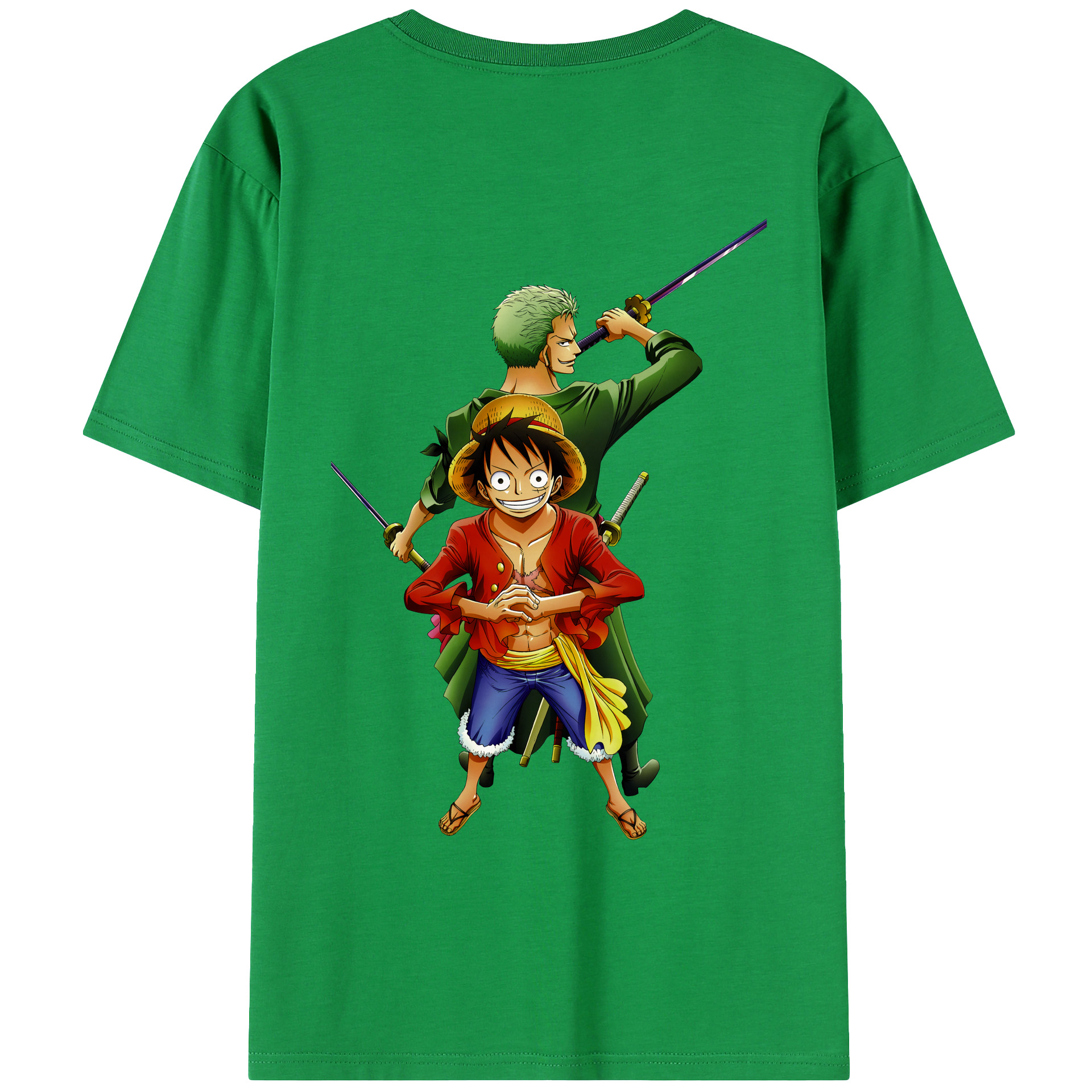 ワンピース モンキー・D・ルフィ ONE PIECE Monkey D. Luffy 綿100％ メンズ半袖Tシャツ（バックプリント） 通気性