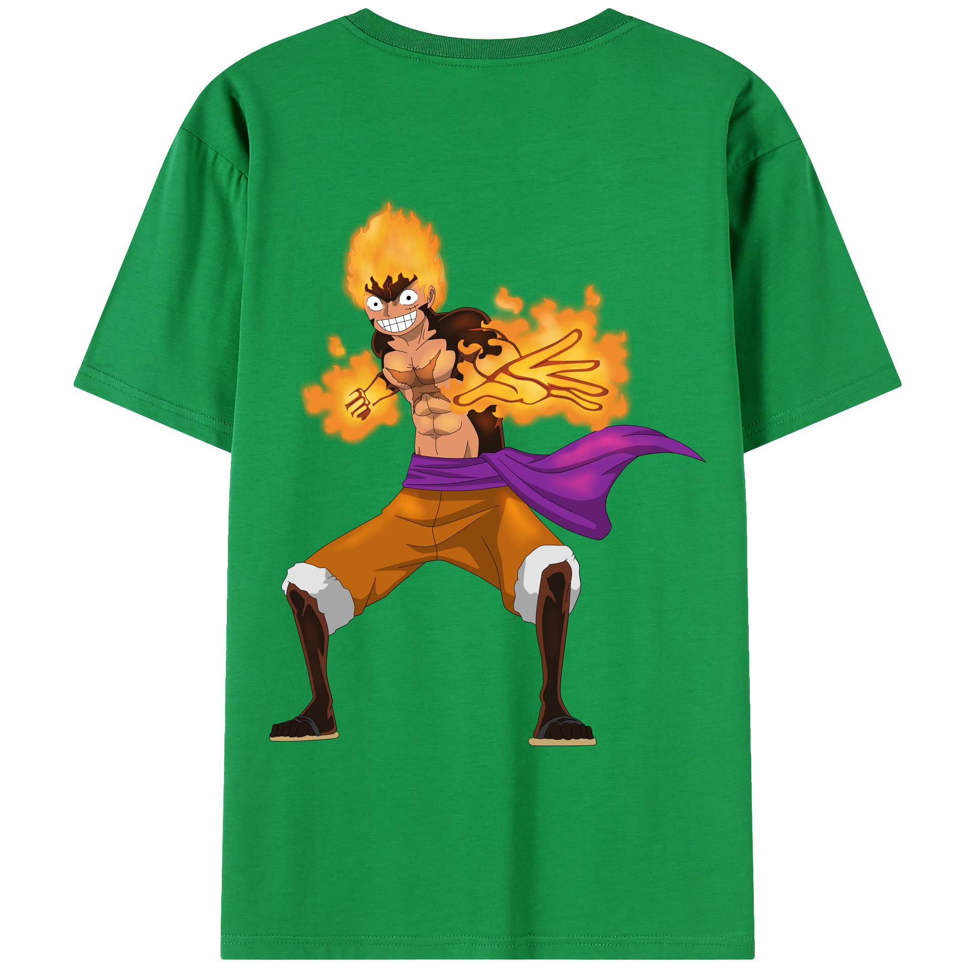 ワンピース モンキー・D・ルフィ ONE PIECE Monkey D. Luffy 綿100％ メンズ半袖Tシャツ（バックプリント） 通気性
