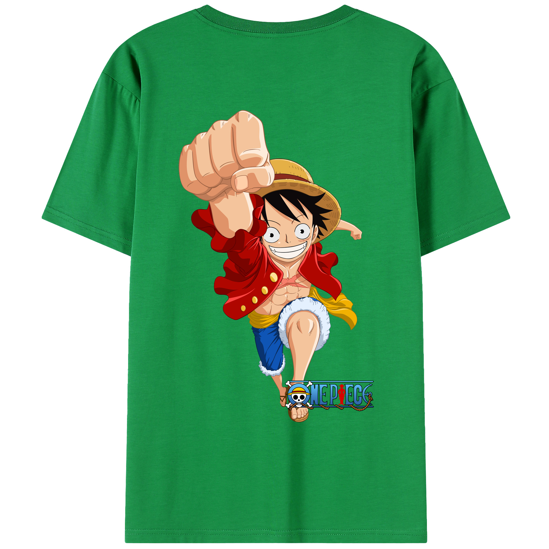 ワンピース モンキー・D・ルフィ ONE PIECE Monkey D. Luffy 綿100％ メンズ半袖Tシャツ（バックプリント） 通気性