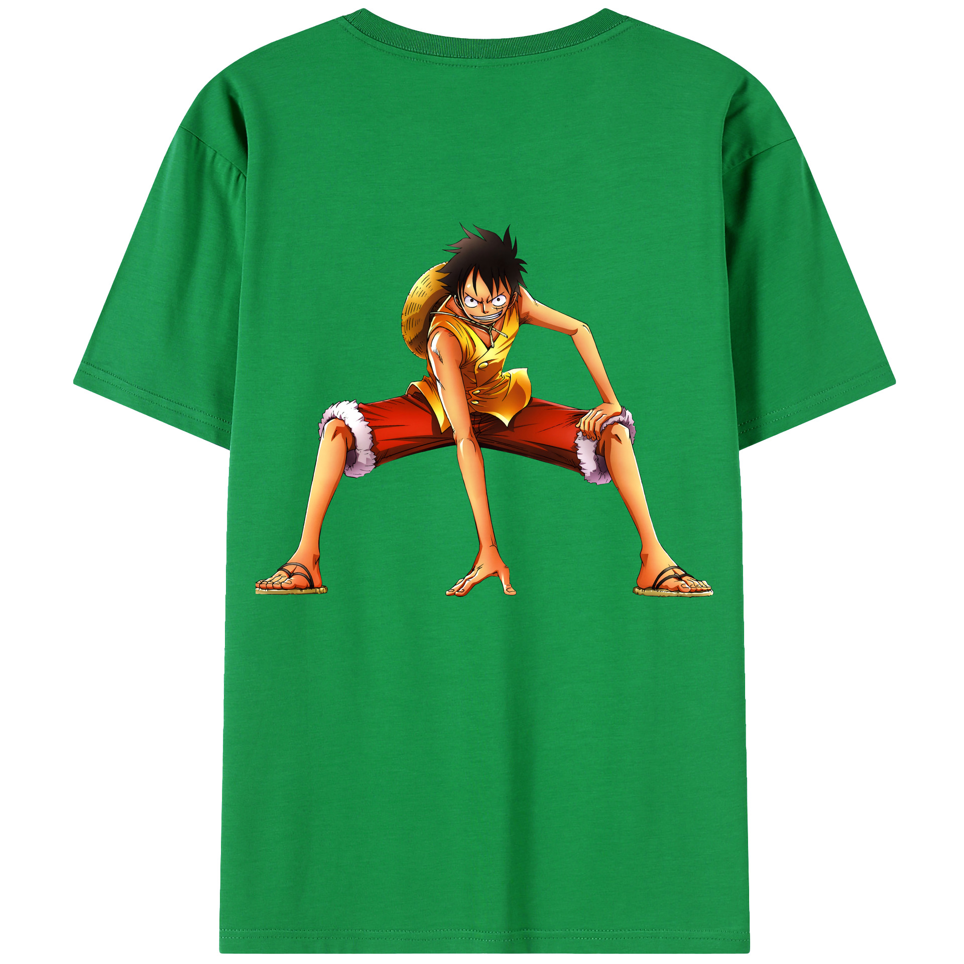 ワンピース モンキー・D・ルフィ ONE PIECE Monkey D. Luffy 綿100％ メンズ半袖Tシャツ（バックプリント） 通気性