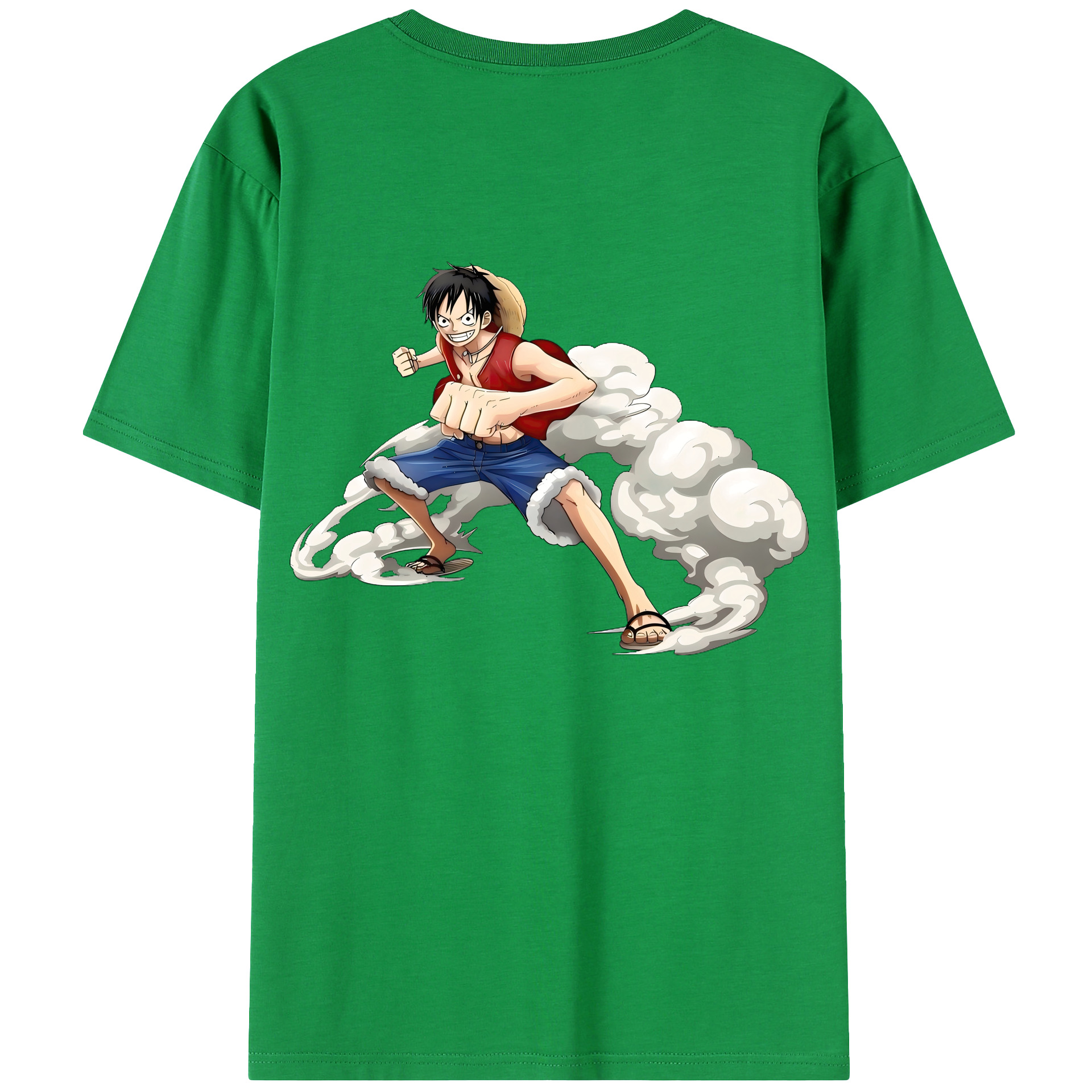 （画像用） ワンピース モンキー・D・ルフィ ONE PIECE Monkey D. Luffy 綿100％ メンズ半袖Tシャツ（バックプリント） 通気性