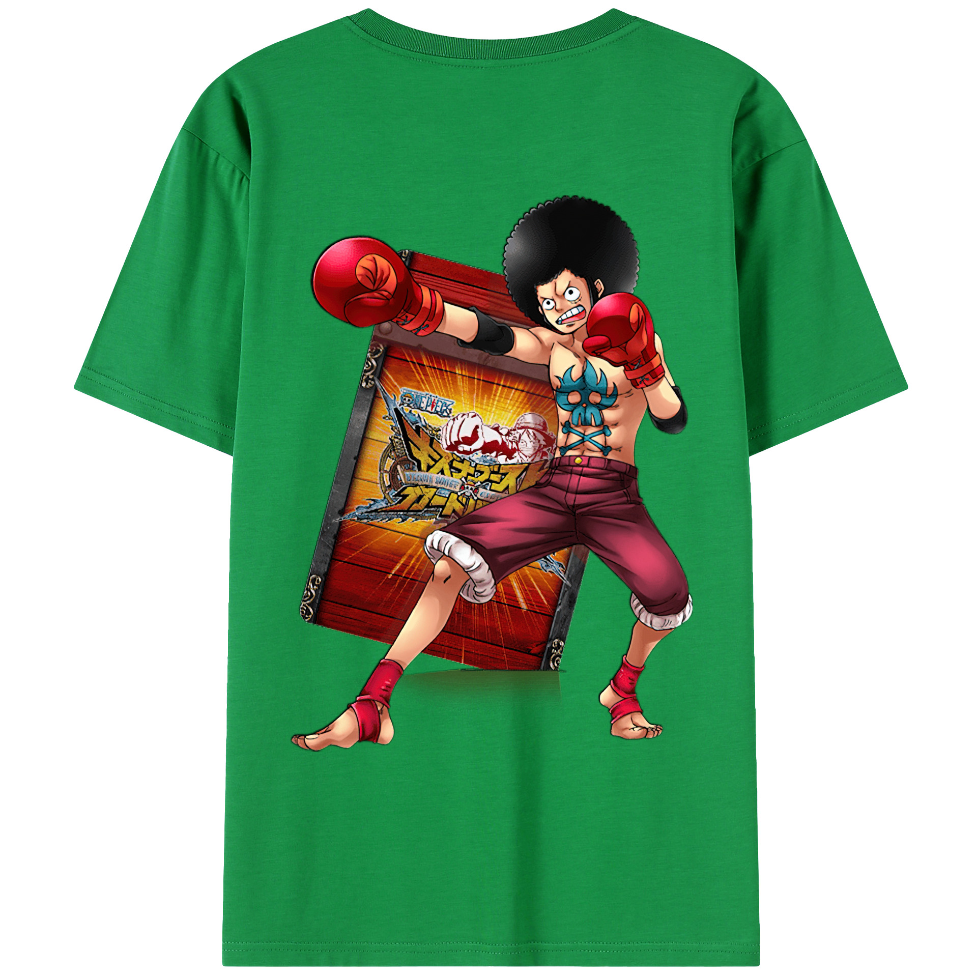 ワンピース モンキー・D・ルフィ ONE PIECE Monkey D. Luffy 綿100％ メンズ半袖Tシャツ（バックプリント） 通気性