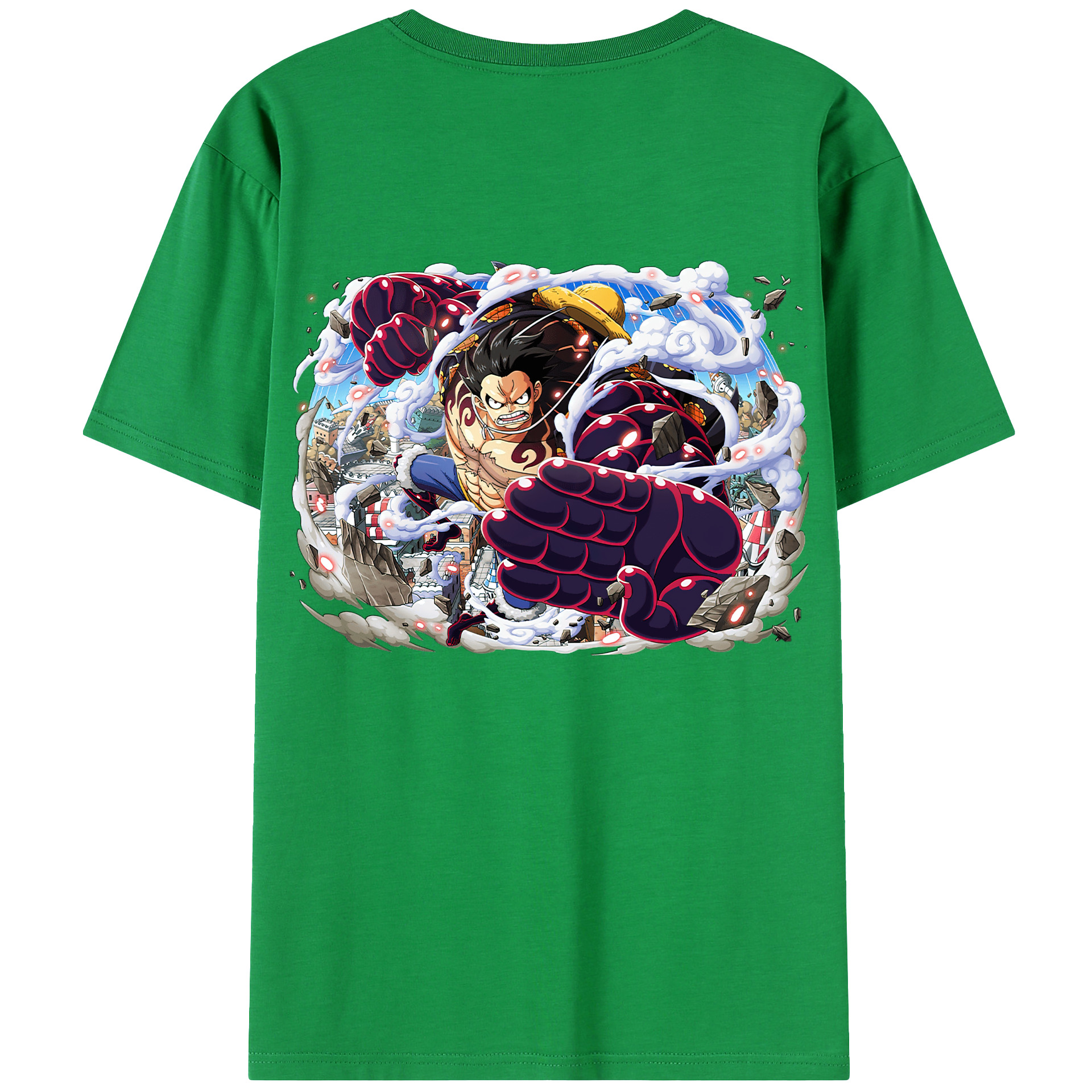 ワンピース モンキー・D・ルフィ ONE PIECE Monkey D. Luffy 綿100％ メンズ半袖Tシャツ（バックプリント） 通気性