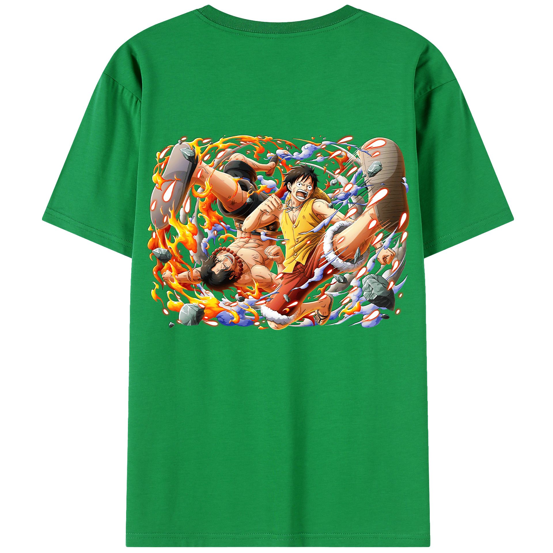 ワンピース モンキー・D・ルフィ ONE PIECE Monkey D. Luffy 綿100％ メンズ半袖Tシャツ（バックプリント） 通気性