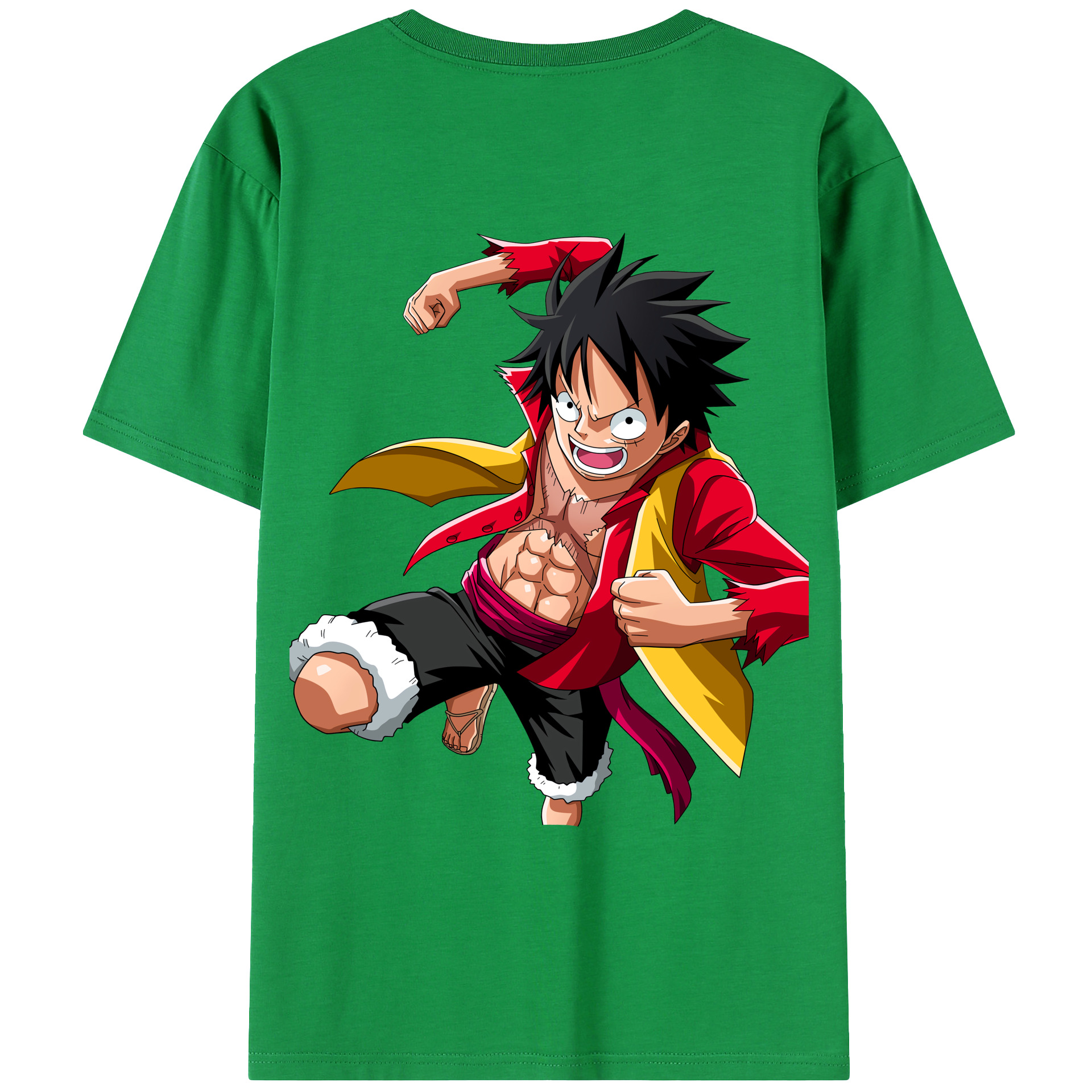 ワンピース モンキー・D・ルフィ ONE PIECE Monkey D. Luffy 綿100％ メンズ半袖Tシャツ（バックプリント） 通気性