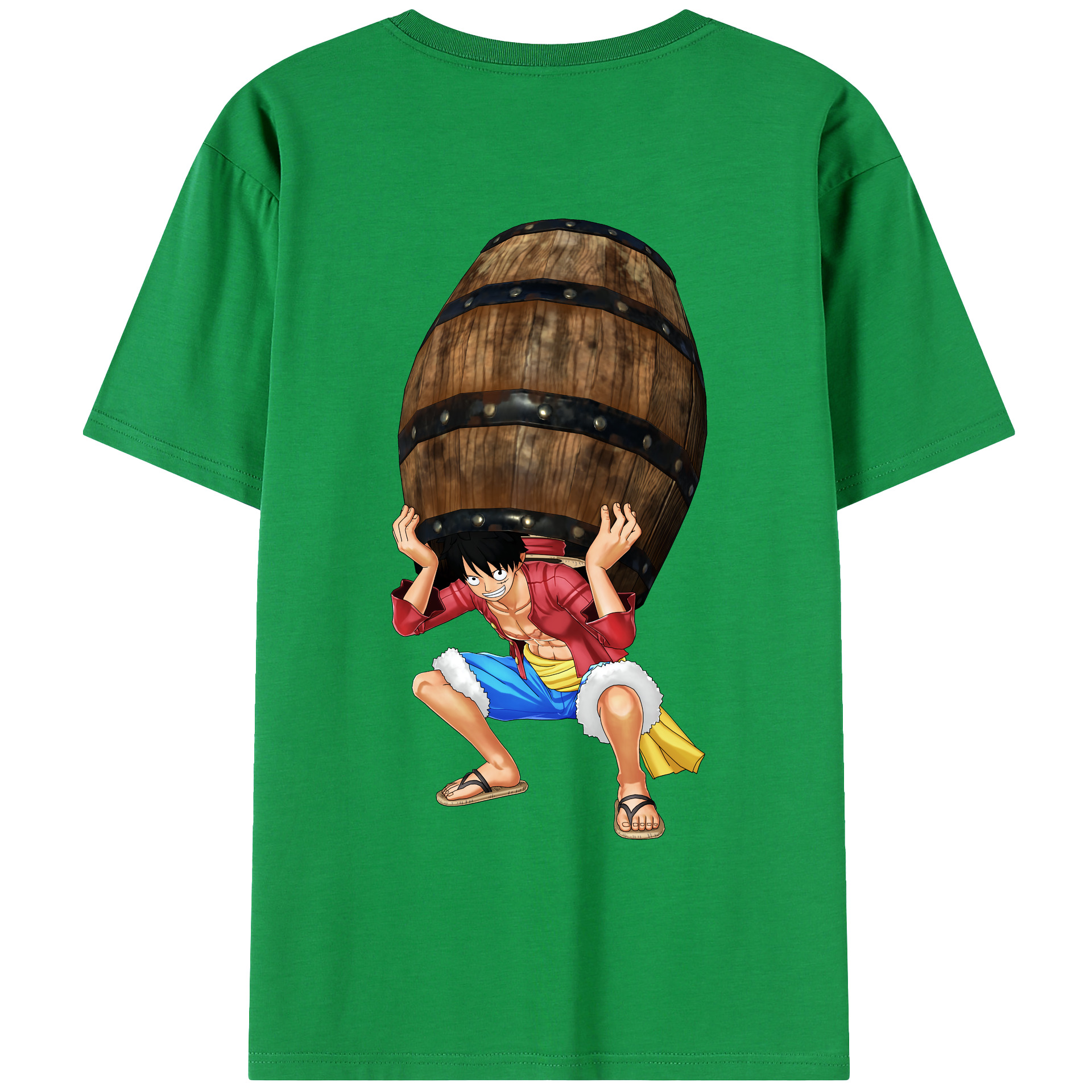 ワンピース モンキー・D・ルフィ ONE PIECE Monkey D. Luffy 綿100％ メンズ半袖Tシャツ（バックプリント） 通気性