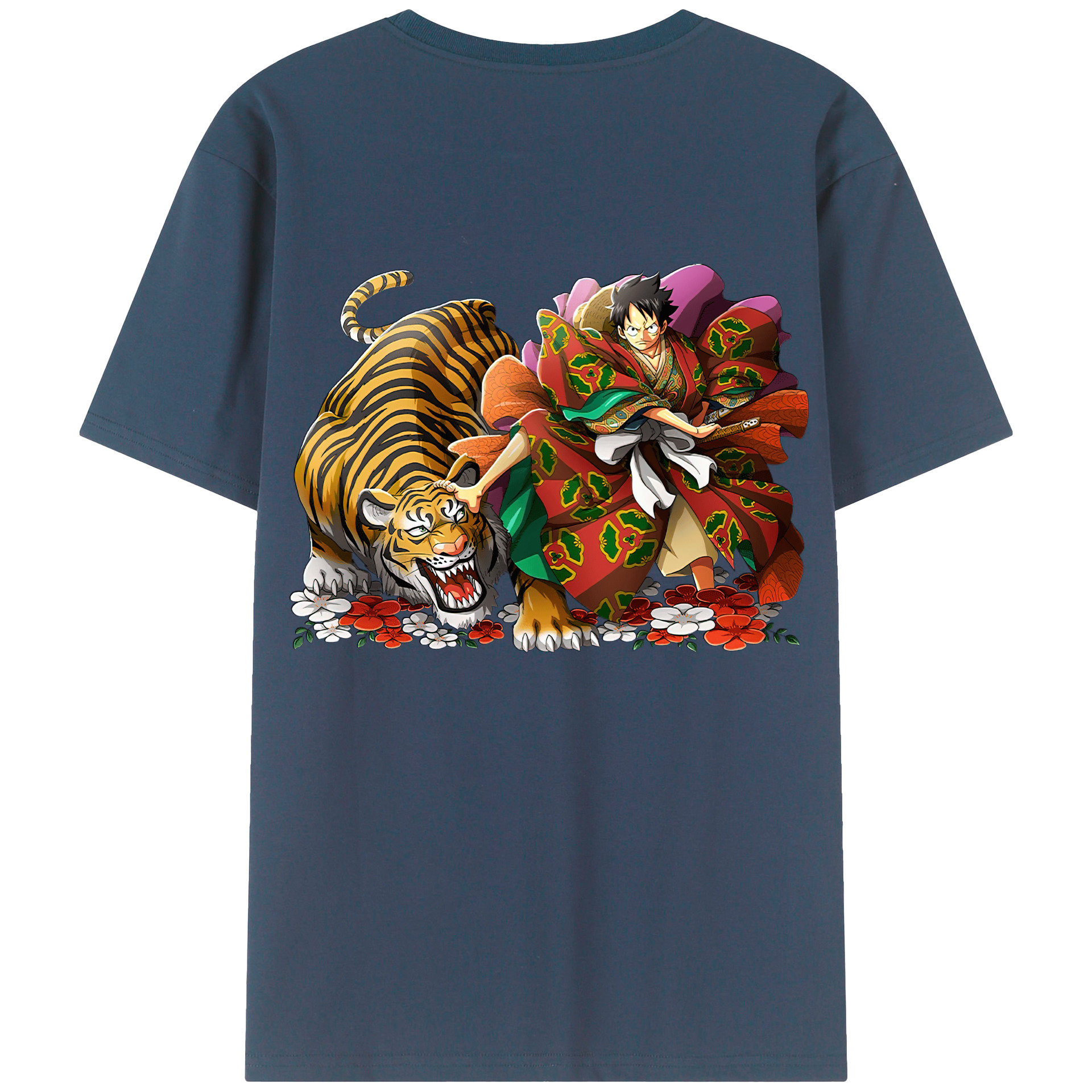 （画像用） ワンピース モンキー・D・ルフィ ONE PIECE Monkey D. Luffy 綿100％ メンズ半袖Tシャツ（バックプリント） 通気性