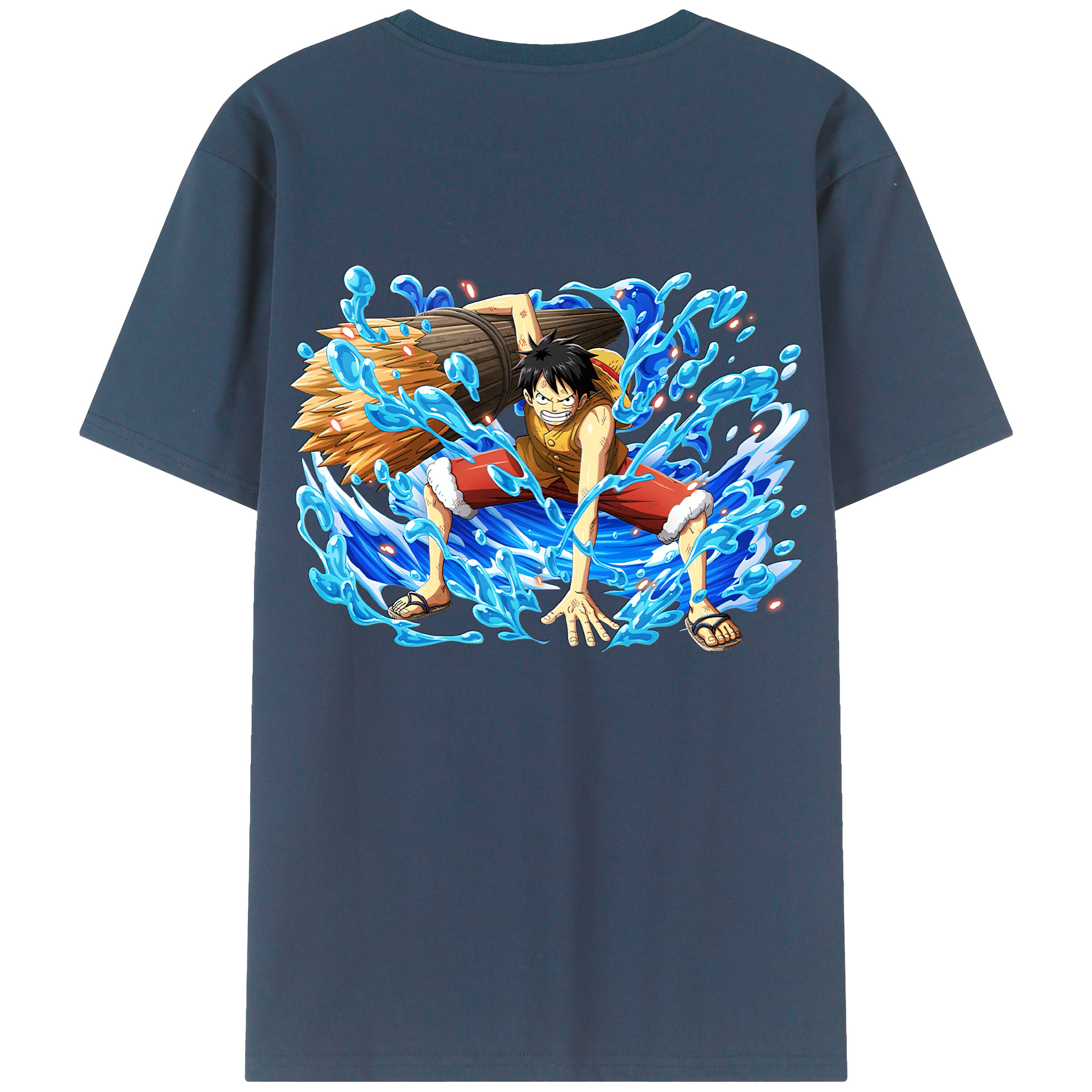 ワンピース モンキー・D・ルフィ ONE PIECE Monkey D. Luffy 綿100％ メンズ半袖Tシャツ（バックプリント） 通気性