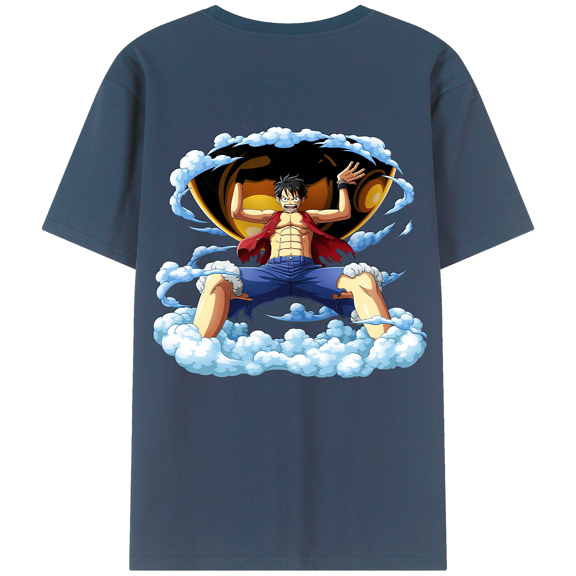 ワンピース モンキー・D・ルフィ ONE PIECE Monkey D. Luffy 綿100％ メンズ半袖Tシャツ（バックプリント） 通気性