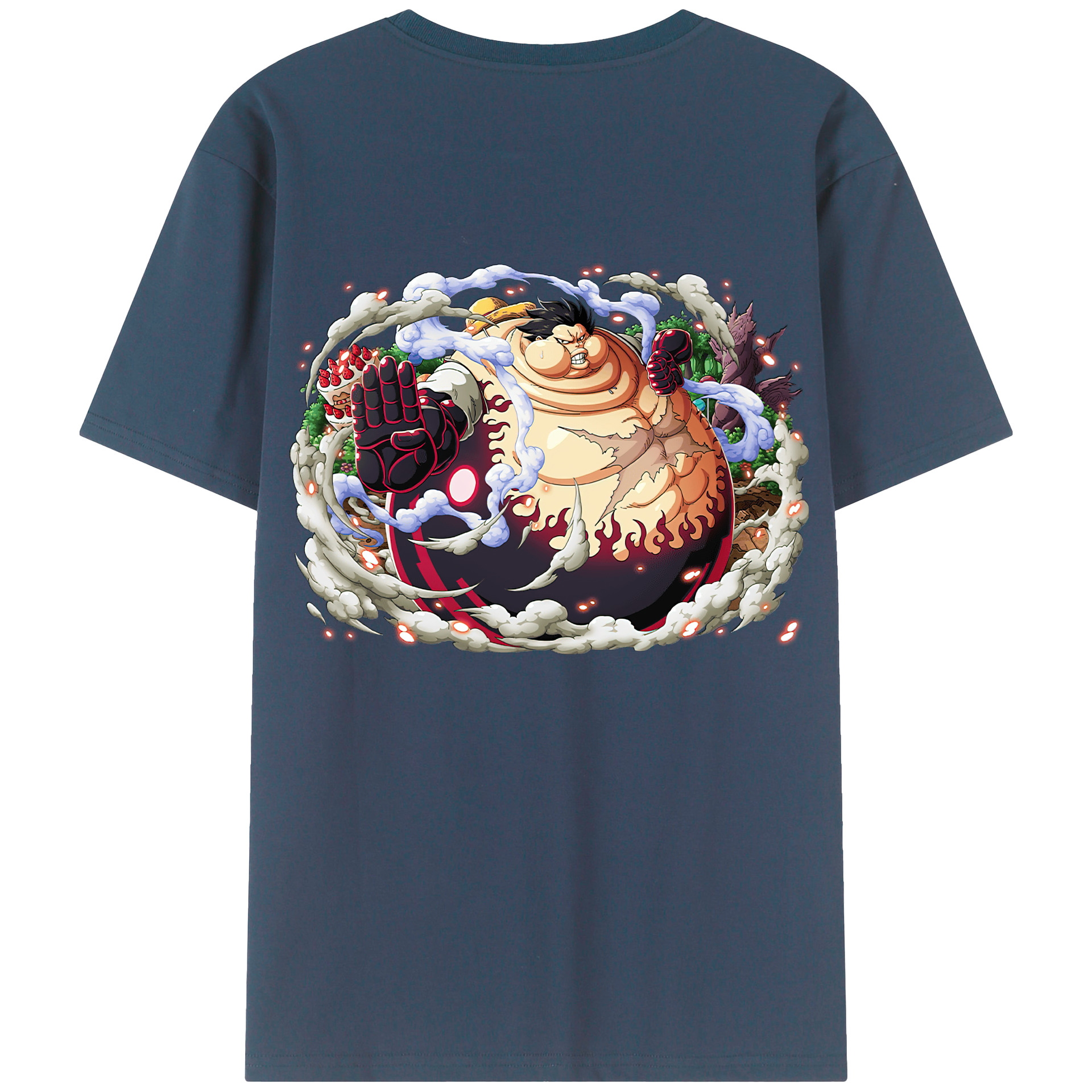 ワンピース モンキー・D・ルフィ ONE PIECE Monkey D. Luffy 綿100％ メンズ半袖Tシャツ（バックプリント） 通気性