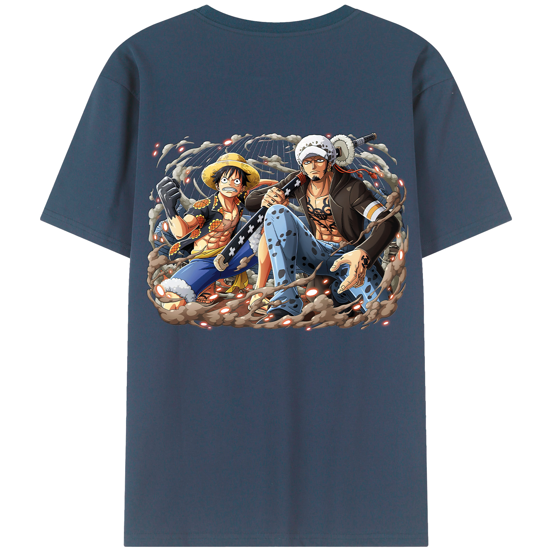 ワンピース モンキー・D・ルフィ ONE PIECE Monkey D. Luffy 綿100％ メンズ半袖Tシャツ（バックプリント） 通気性