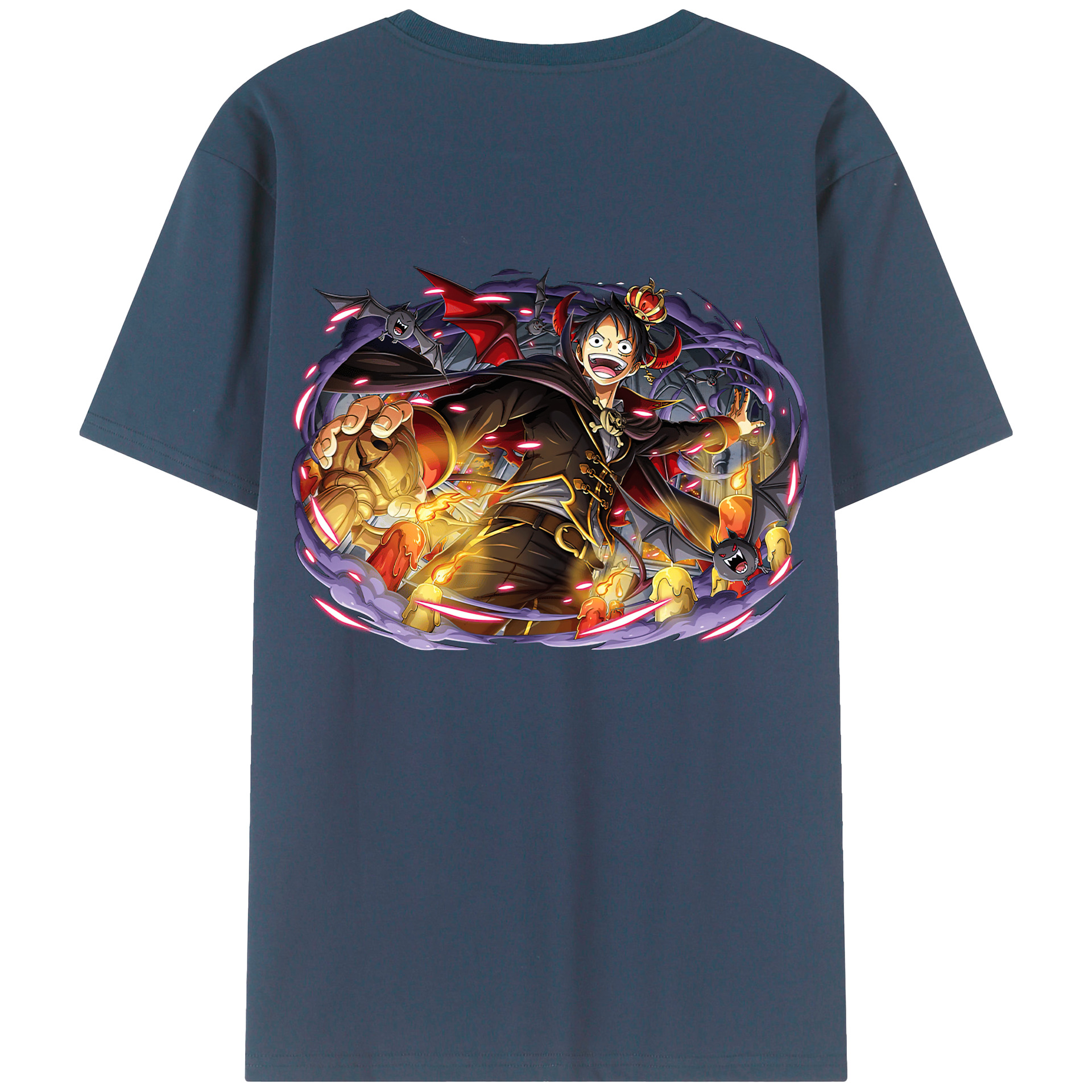 ワンピース モンキー・D・ルフィ ONE PIECE Monkey D. Luffy 綿100％ メンズ半袖Tシャツ（バックプリント） 通気性