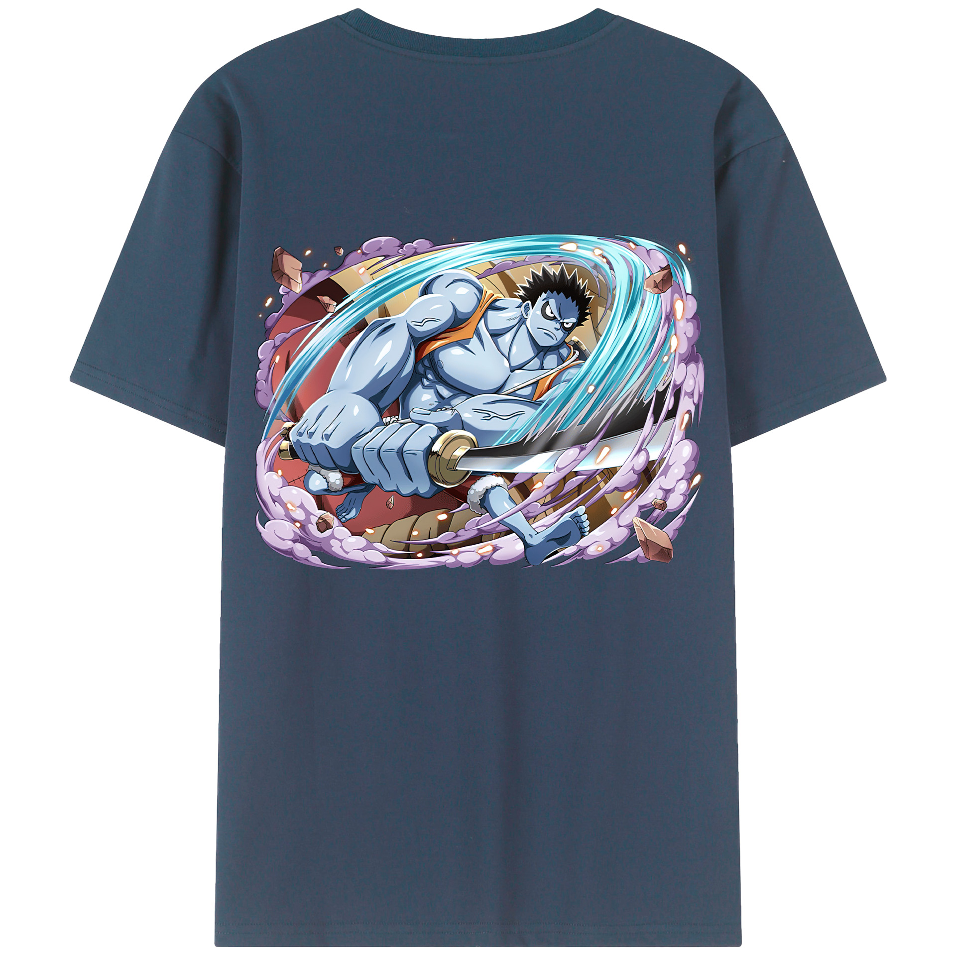 ワンピース モンキー・D・ルフィ ONE PIECE Monkey D. Luffy 綿100％ メンズ半袖Tシャツ（バックプリント） 通気性