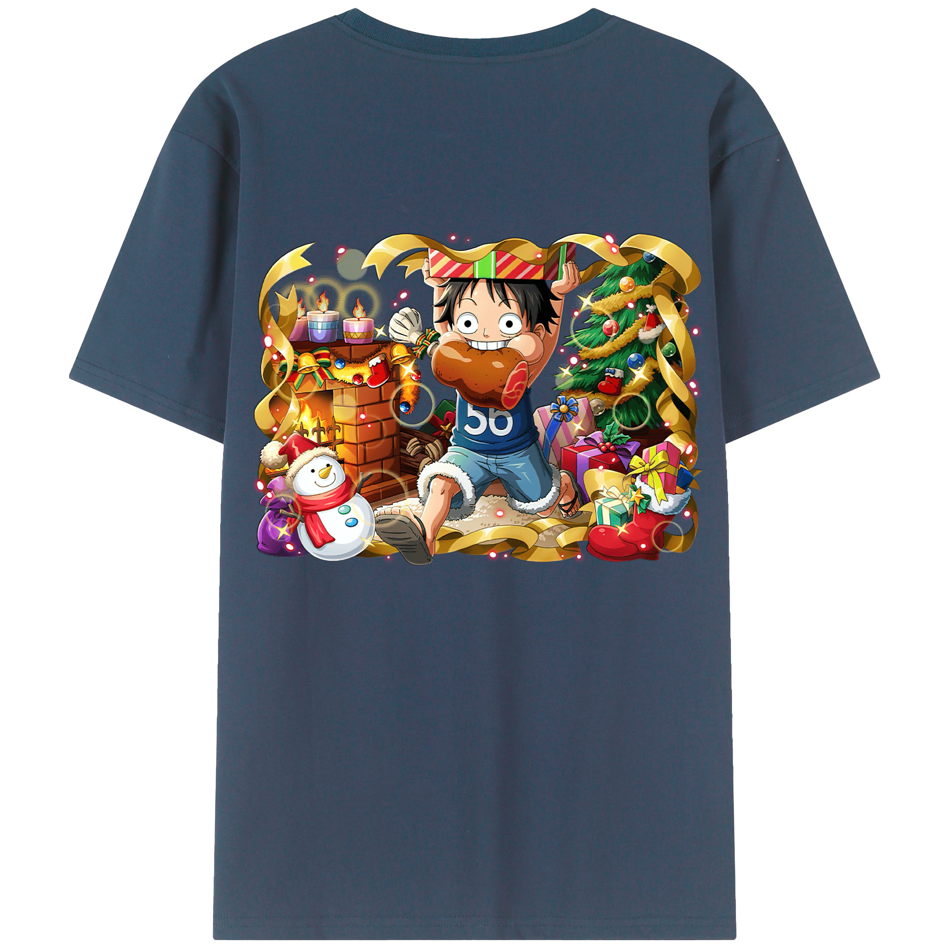 ワンピース モンキー・D・ルフィ ONE PIECE Monkey D. Luffy 綿100％ メンズ半袖Tシャツ（バックプリント） 通気性