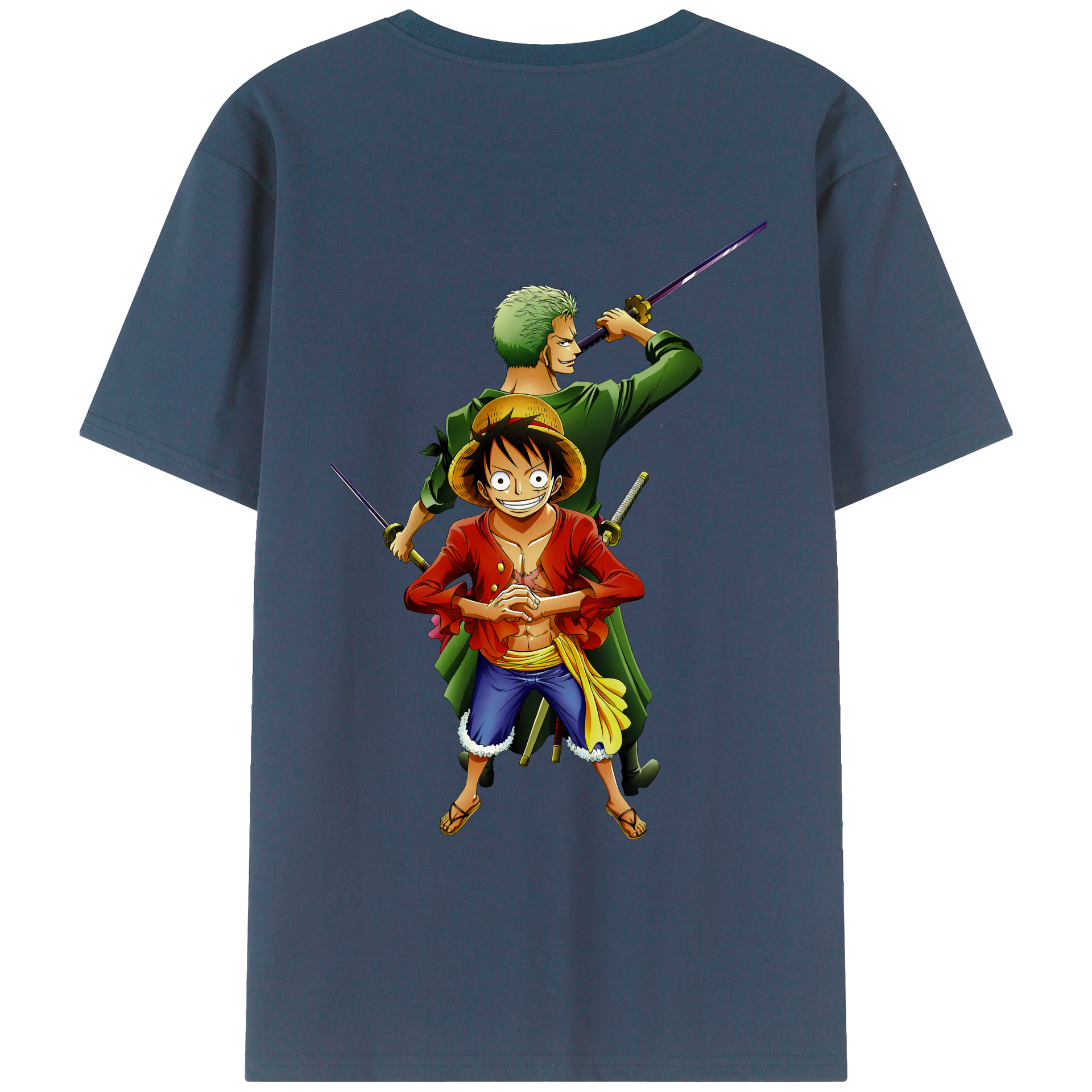 ワンピース モンキー・D・ルフィ ONE PIECE Monkey D. Luffy 綿100％ メンズ半袖Tシャツ（バックプリント） 通気性