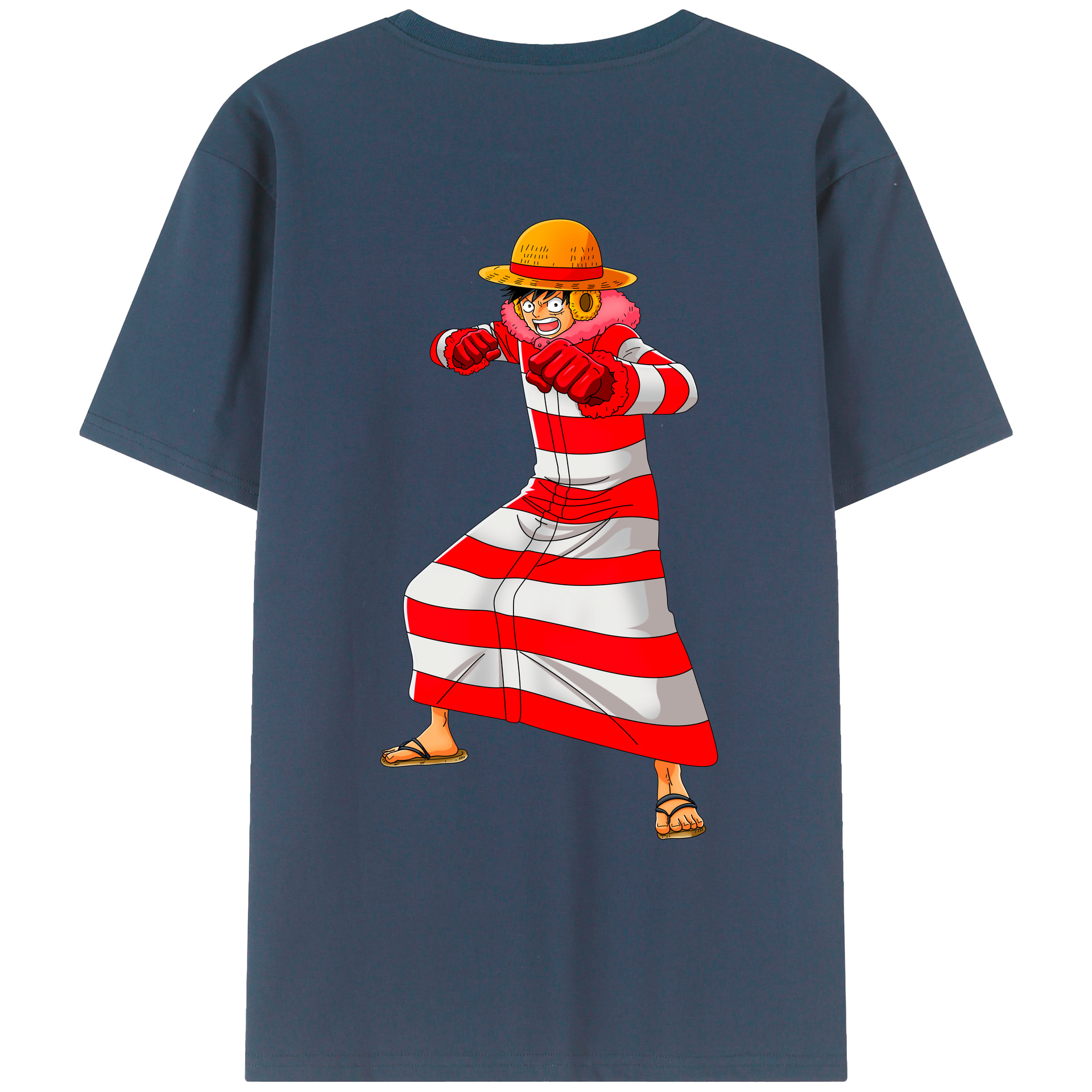 ワンピース モンキー・D・ルフィ ONE PIECE Monkey D. Luffy 綿100％ メンズ半袖Tシャツ（バックプリント） 通気性