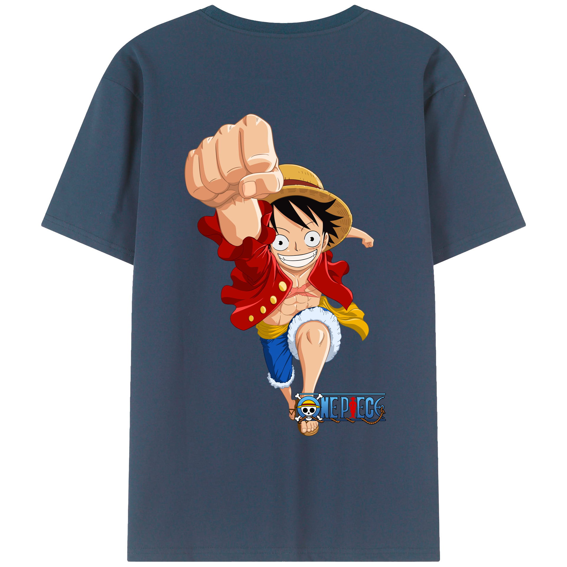 ワンピース モンキー・D・ルフィ ONE PIECE Monkey D. Luffy 綿100％ メンズ半袖Tシャツ（バックプリント） 通気性