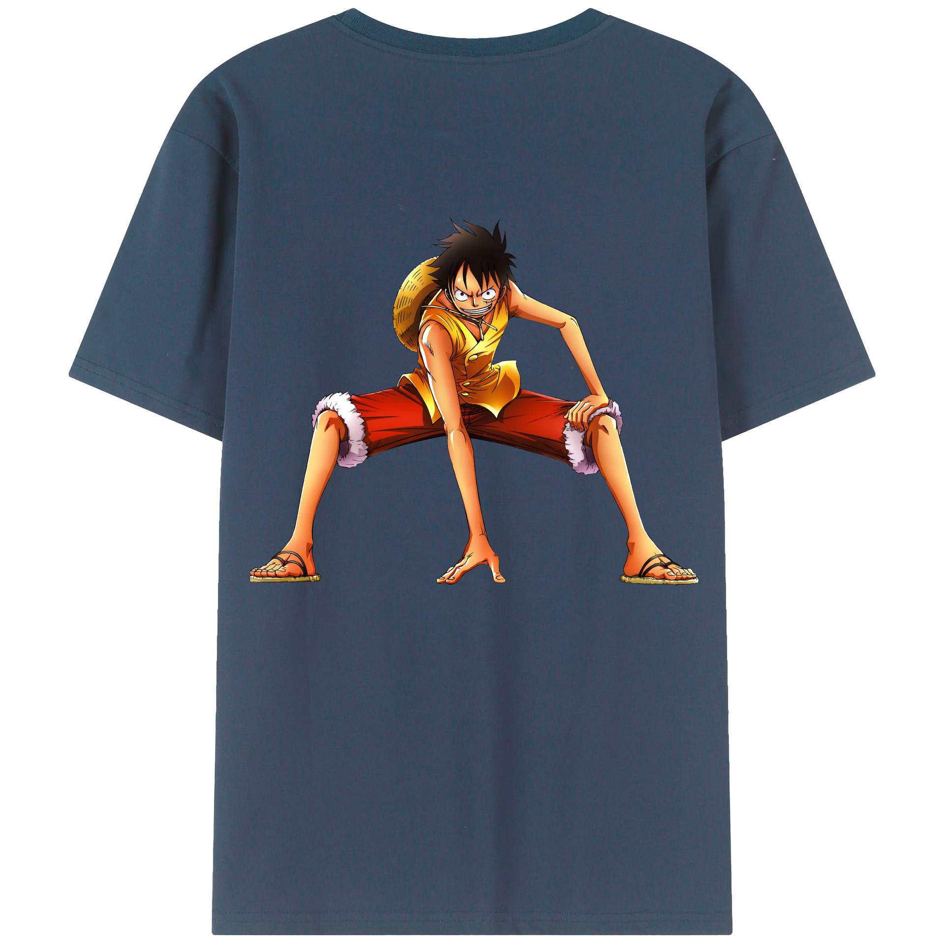 ワンピース モンキー・D・ルフィ ONE PIECE Monkey D. Luffy 綿100％ メンズ半袖Tシャツ（バックプリント） 通気性
