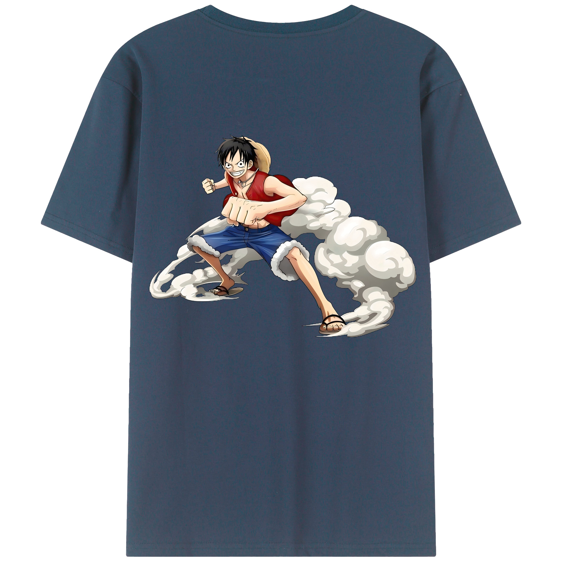 （画像用） ワンピース モンキー・D・ルフィ ONE PIECE Monkey D. Luffy 綿100％ メンズ半袖Tシャツ（バックプリント） 通気性