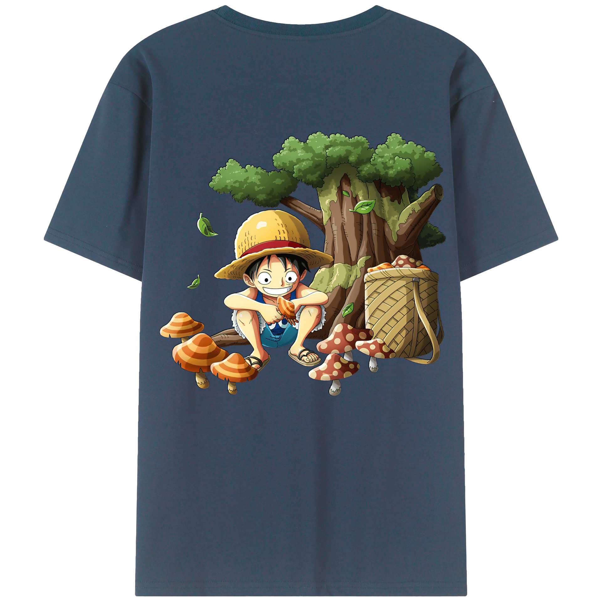 （画像用） ワンピース モンキー・D・ルフィ ONE PIECE Monkey D. Luffy 綿100％ メンズ半袖Tシャツ（バックプリント） 通気性