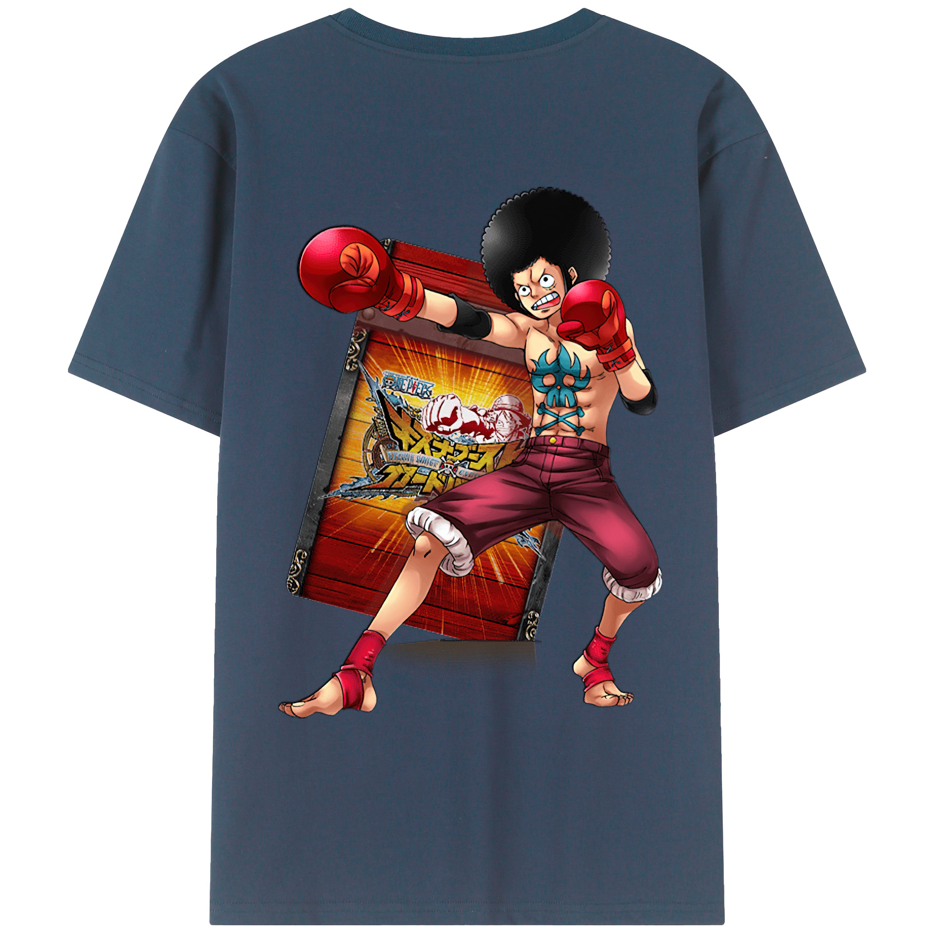 ワンピース モンキー・D・ルフィ ONE PIECE Monkey D. Luffy 綿100％ メンズ半袖Tシャツ（バックプリント） 通気性