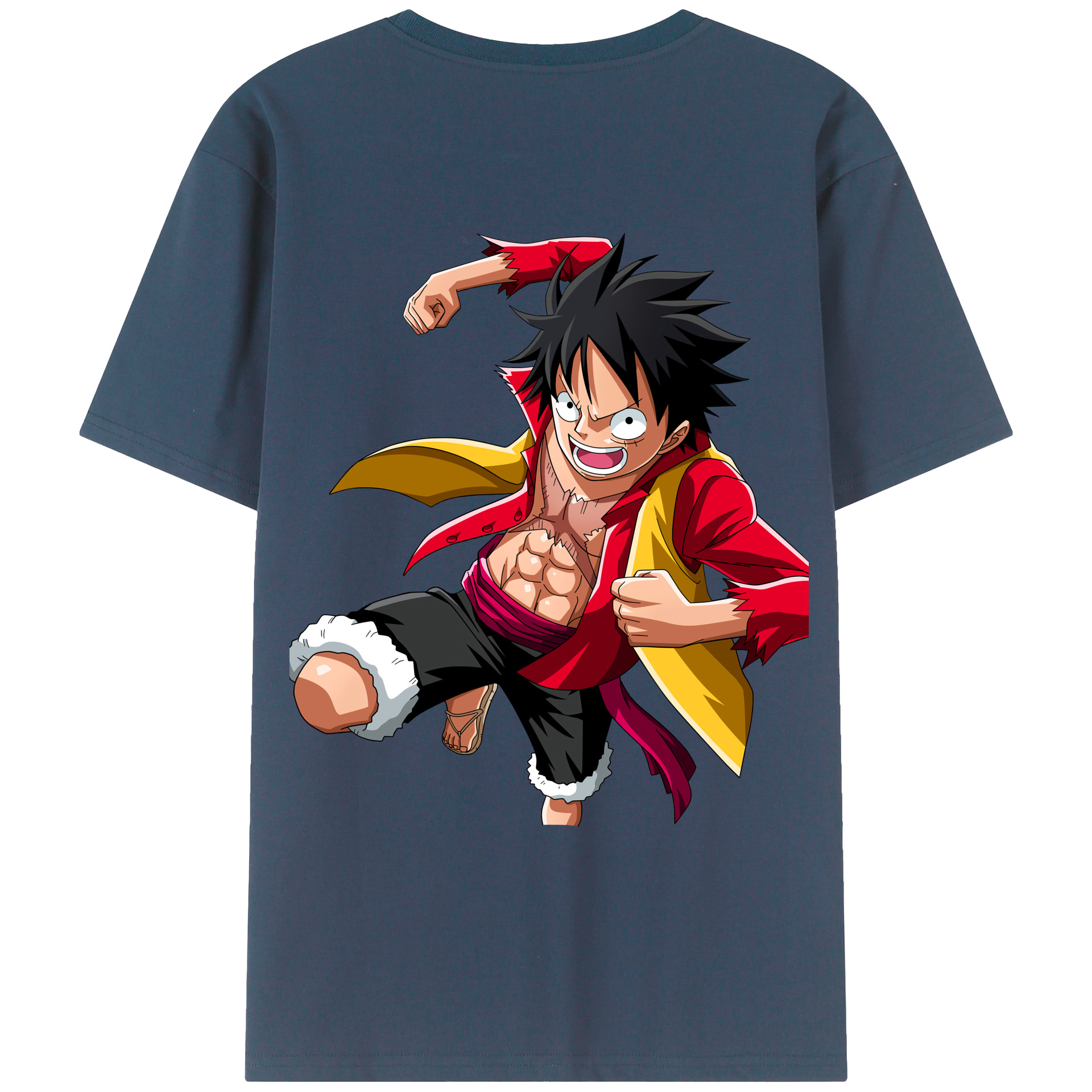 ワンピース モンキー・D・ルフィ ONE PIECE Monkey D. Luffy 綿100％ メンズ半袖Tシャツ（バックプリント） 通気性